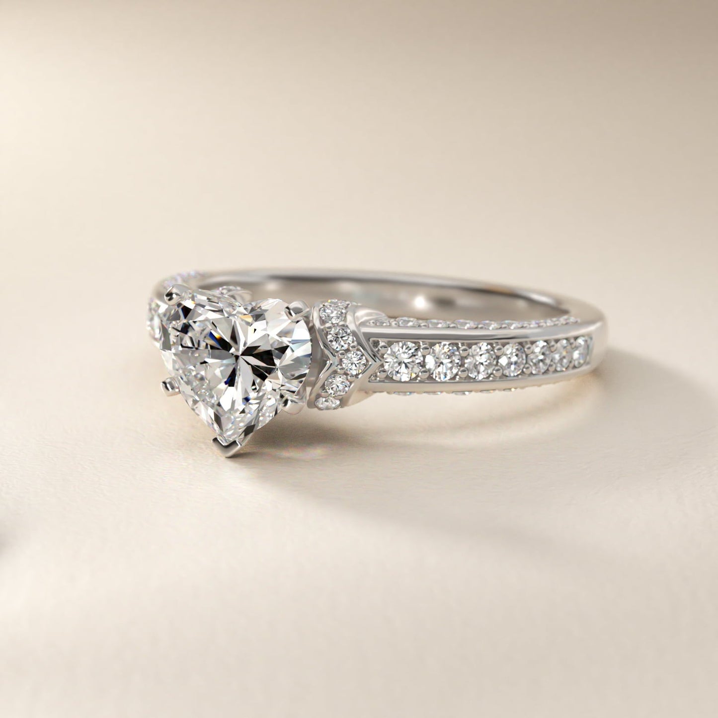 Blue Nile Studio Imperial Micropav? Diamond Engagement Ring in Platinum (3/8 ct. tw.) - Heart Center