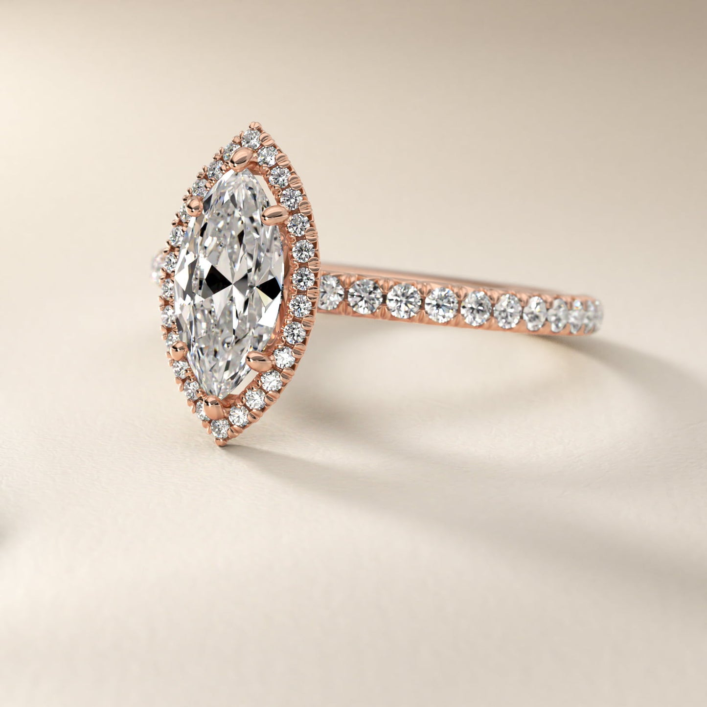 Blue Nile Studio Heiress Halo Diamond Engagement Ring in 14k Rose Gold - Marquise Center
