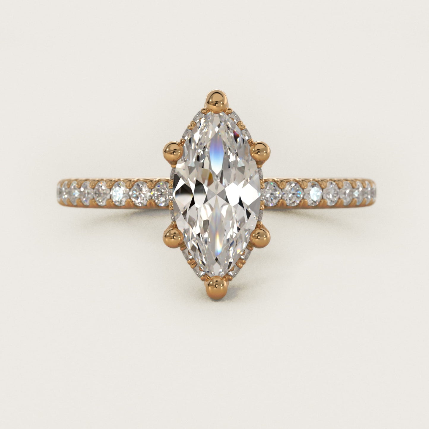 Blue Nile Studio Petite French PavŽ Crown Diamond Engagement Ring in 14K Yellow Gold (1/3 ct. tw.) - Marquise Center