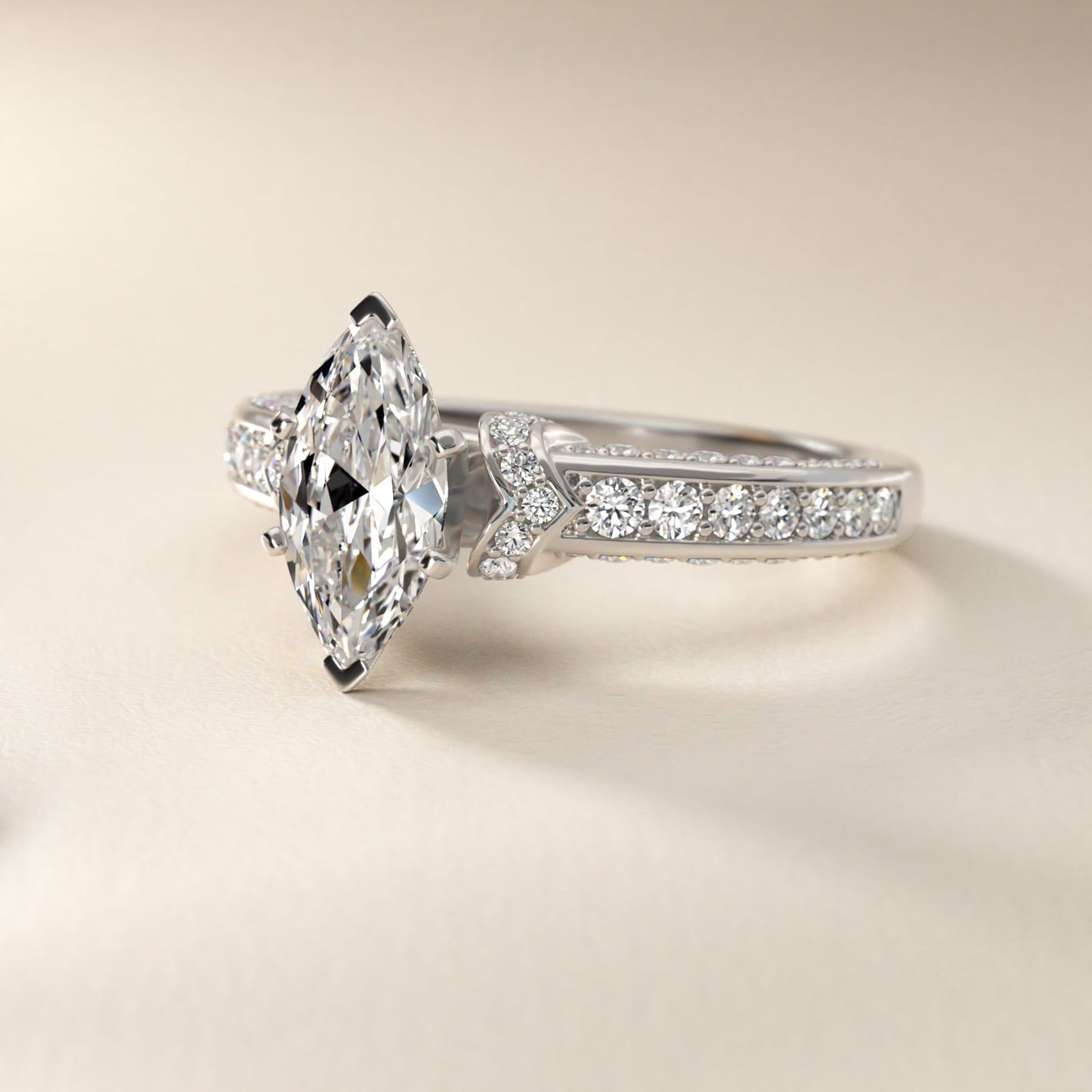 Blue Nile Studio Imperial Micropav? Diamond Engagement Ring in Platinum (3/8 ct. tw.) - Marquise Center