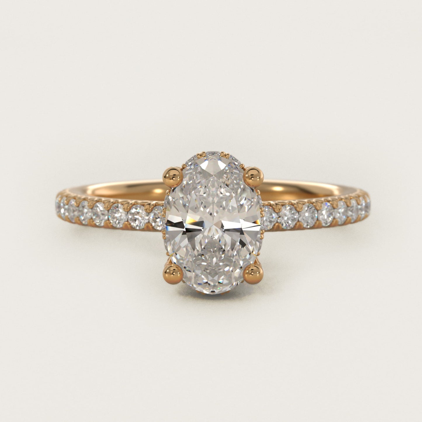 Blue Nile Studio Petite French PavŽ Crown Diamond Engagement Ring in 18k Yellow Gold (1/3 ct. tw.) - Oval Center