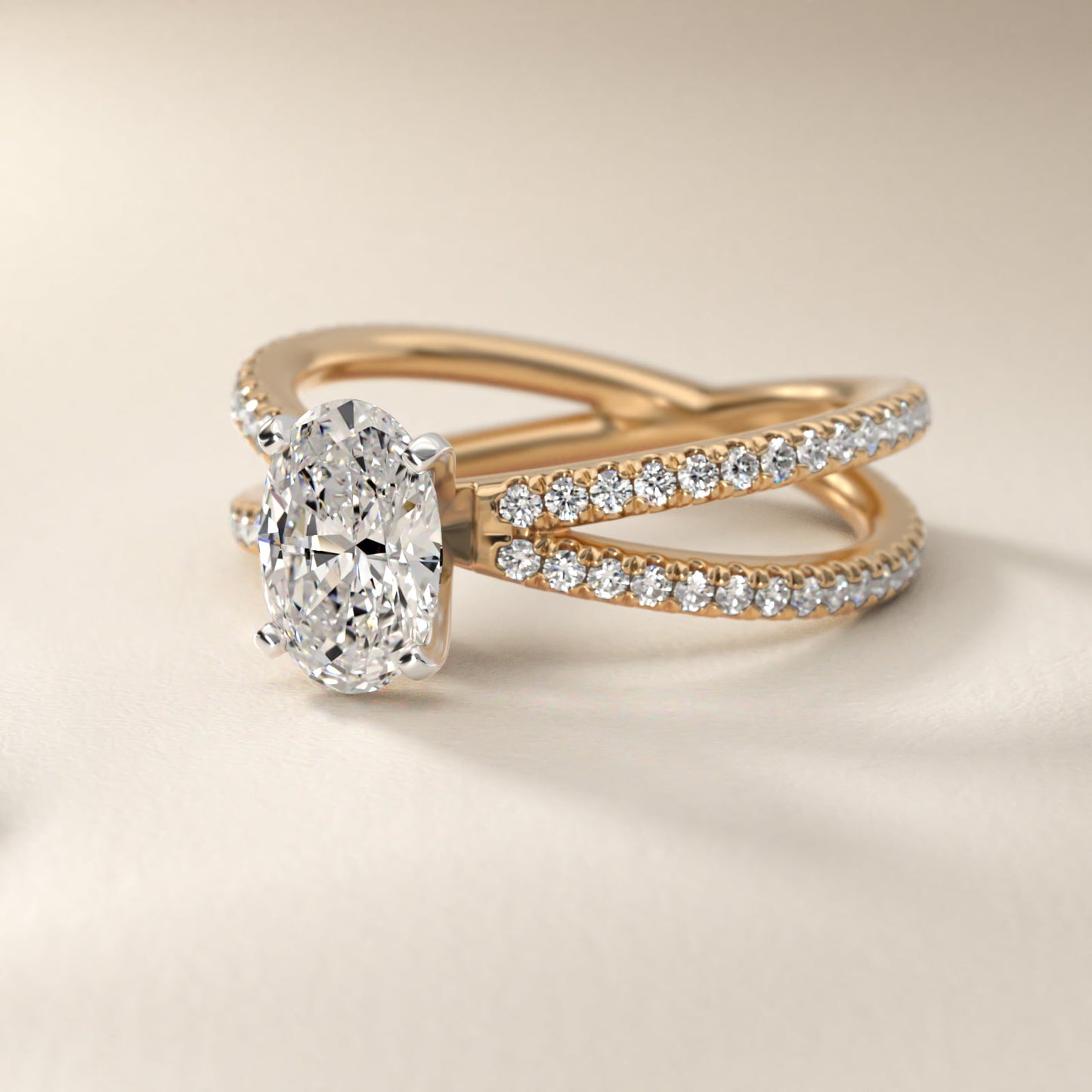 Blue Nile Studio Empress Diamond Engagement Ring in 18k Yellow Gold (1/3 ct. tw.) - Oval Center