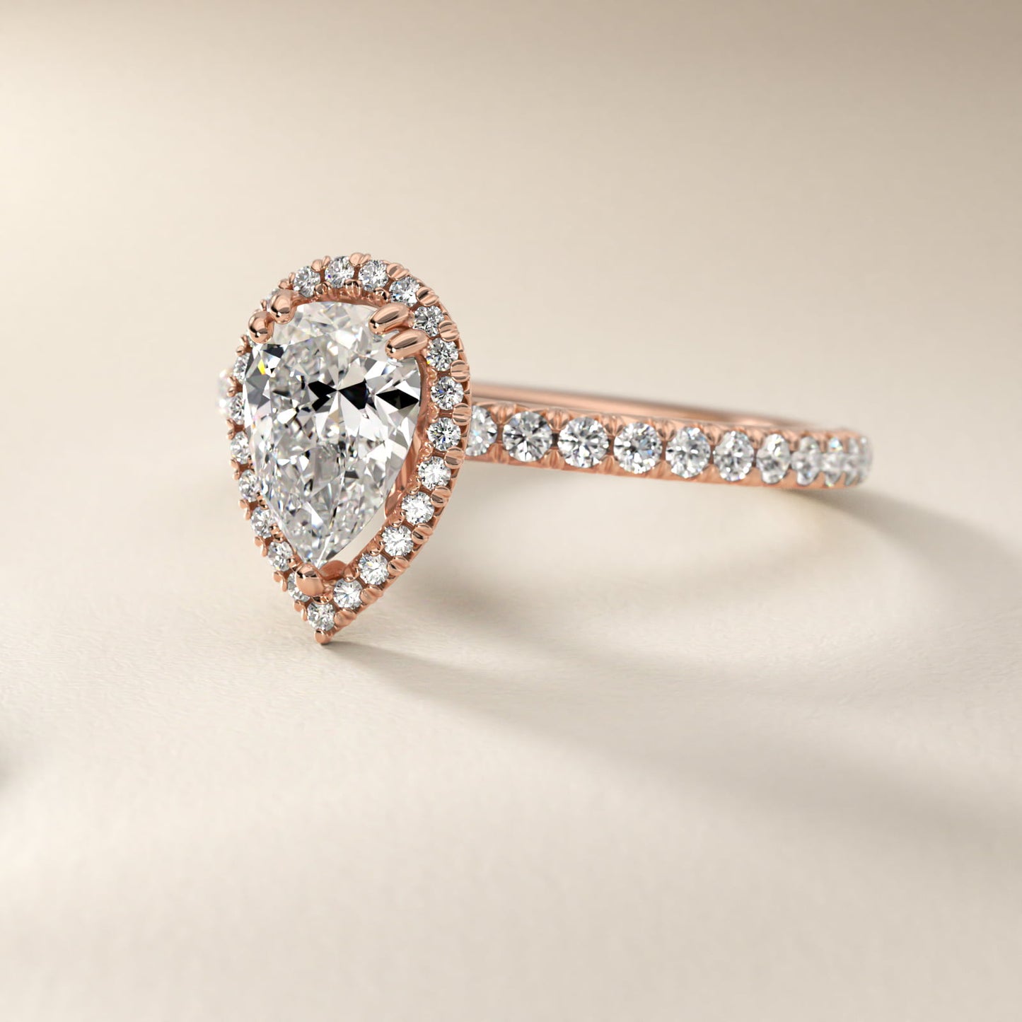 Blue Nile Studio Heiress Halo Diamond Engagement Ring in 14k Rose Gold - Pear Center
