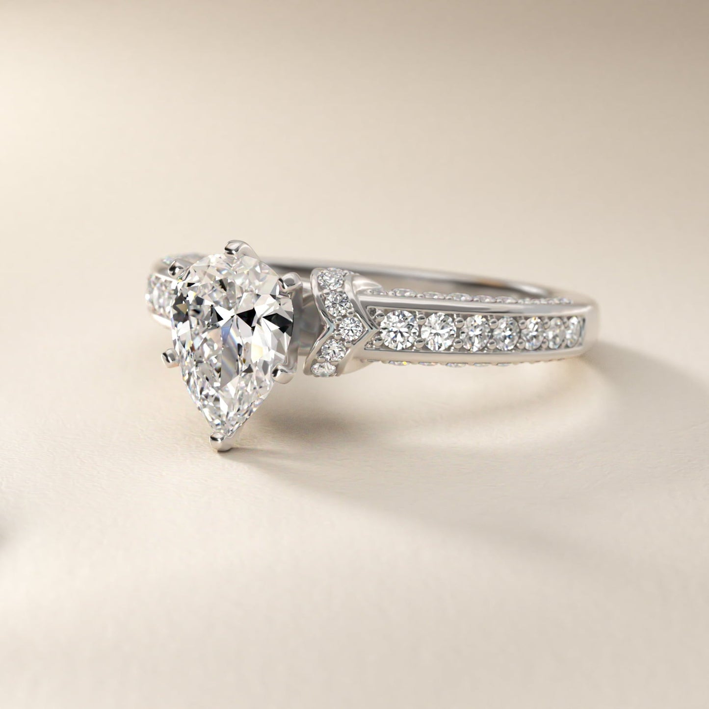Blue Nile Studio Imperial Micropav? Diamond Engagement Ring in Platinum (3/8 ct. tw.) - Pear Center