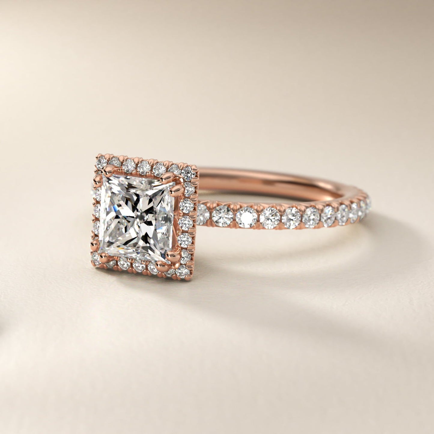 Blue Nile Studio Imperial Micropav? Diamond Engagement Ring in 18k Rose Gold (3/8 ct. tw.) - Princess Center