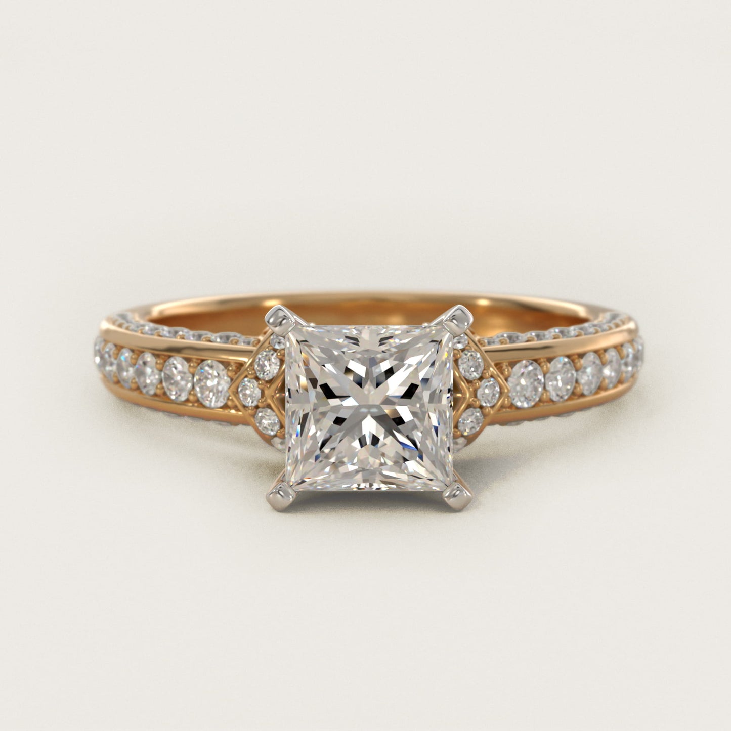 Blue Nile Studio Imperial MicropavŽ Diamond Engagement Ring in 14K Yellow Gold (3/8 ct. tw.) - Princess Center