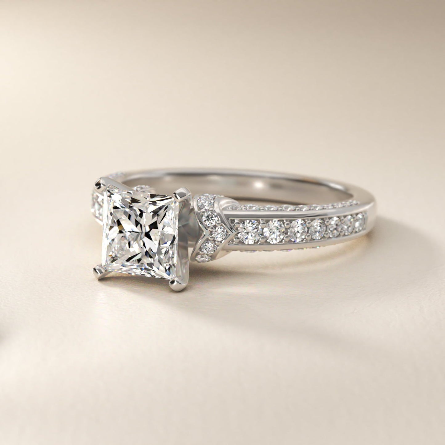 Blue Nile Studio Imperial Micropav? Diamond Engagement Ring in Platinum (3/8 ct. tw.) - Princess Center