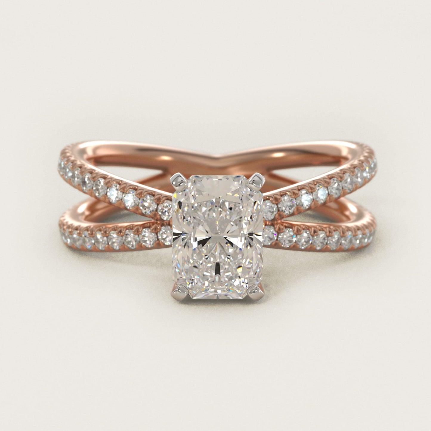 Blue Nile Studio Empress Diamond Engagement Ring in 18k Rose Gold (1/3 ct. tw.) - Radiant Center