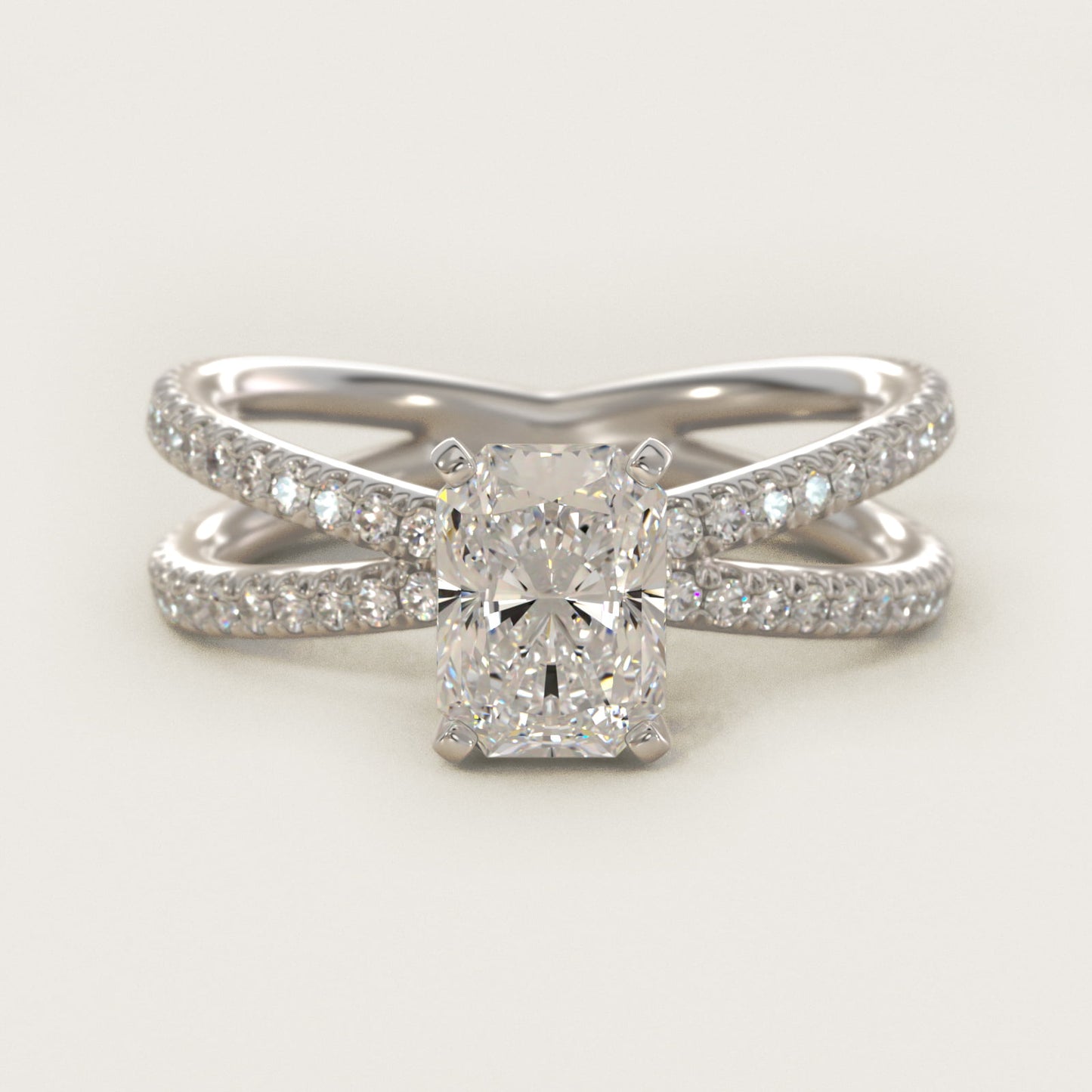 Blue Nile Studio Empress Diamond Engagement Ring in Platinum (1/3 ct. tw.) - Radiant Center