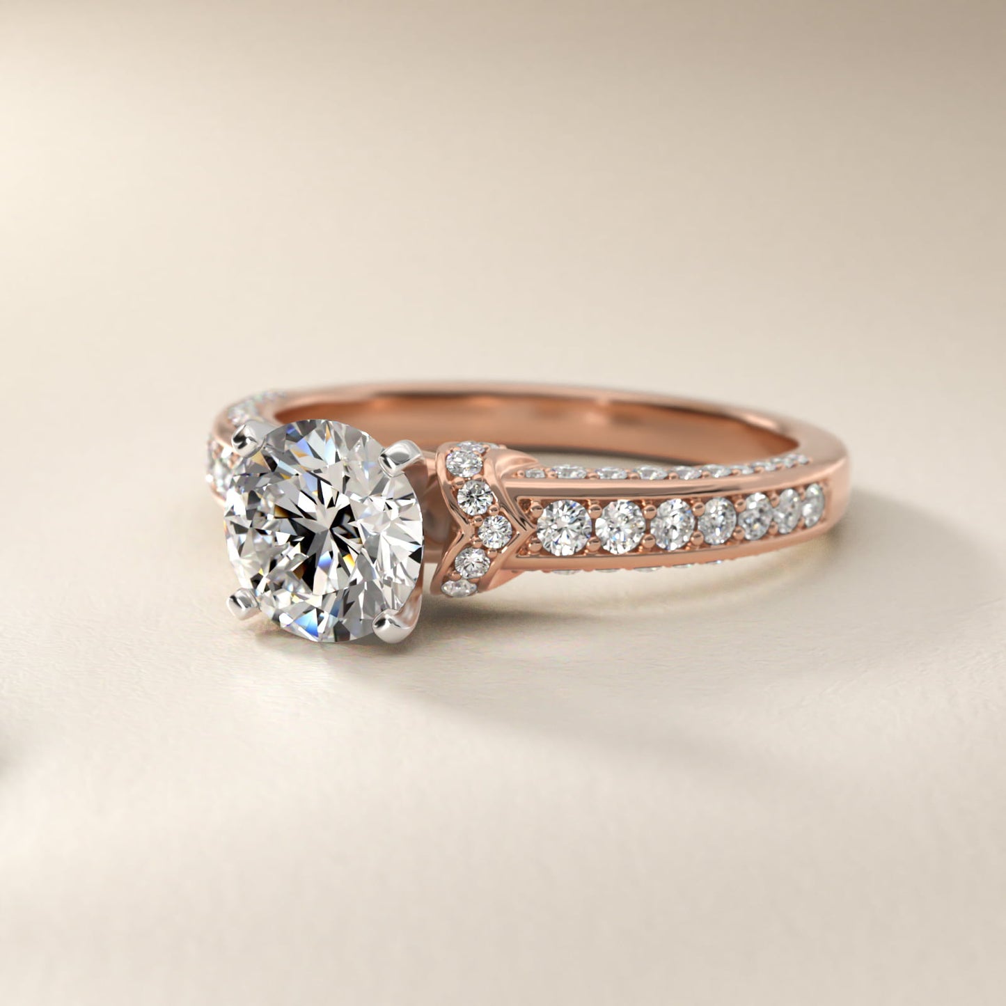 Blue Nile Studio Imperial MicropavŽ Diamond Engagement Ring in 14k Rose Gold (3/8 ct. tw.) - Round Center