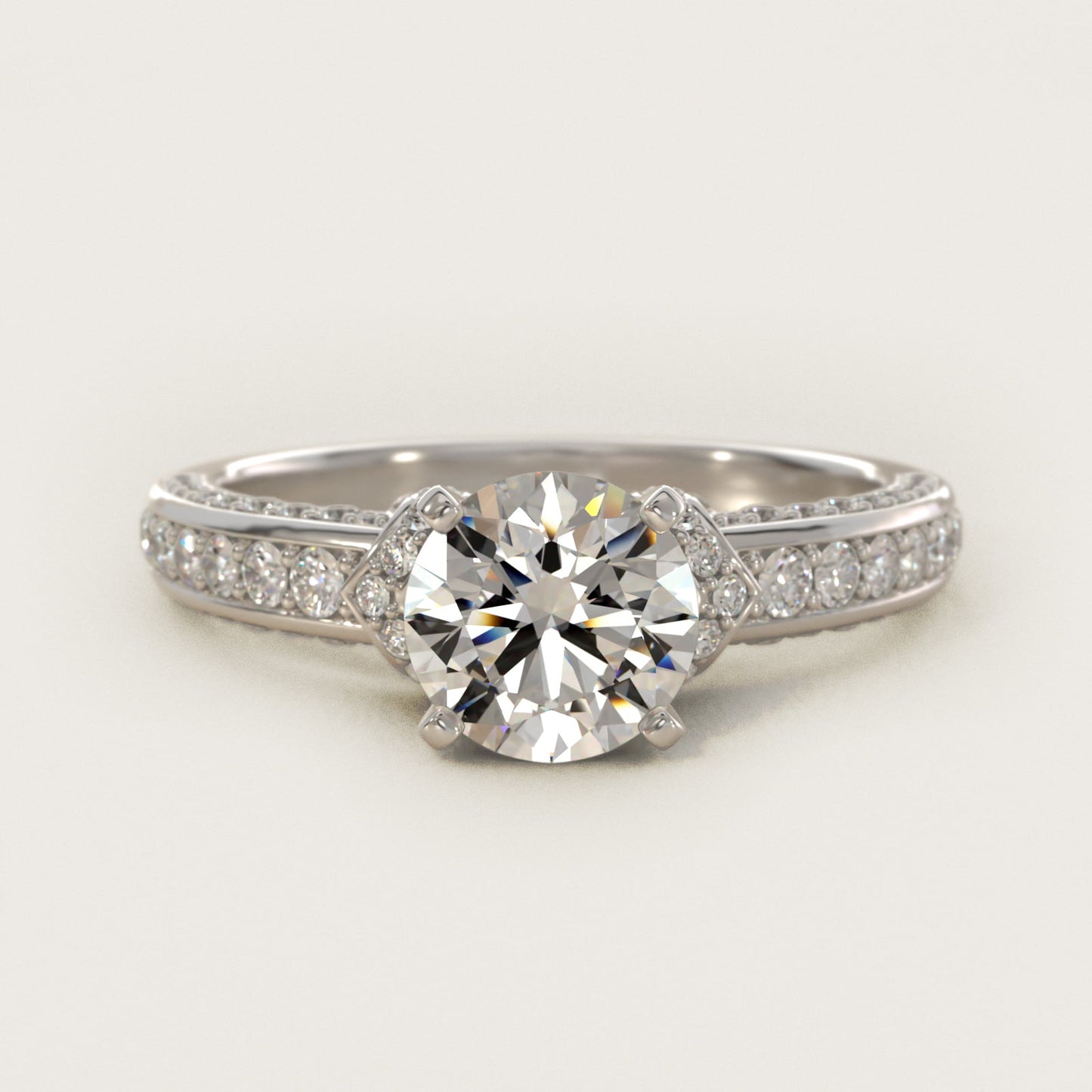 Blue Nile Studio Imperial MicropavŽ Diamond Engagement Ring in 14k White Gold (3/8 ct. tw.) - Round Center
