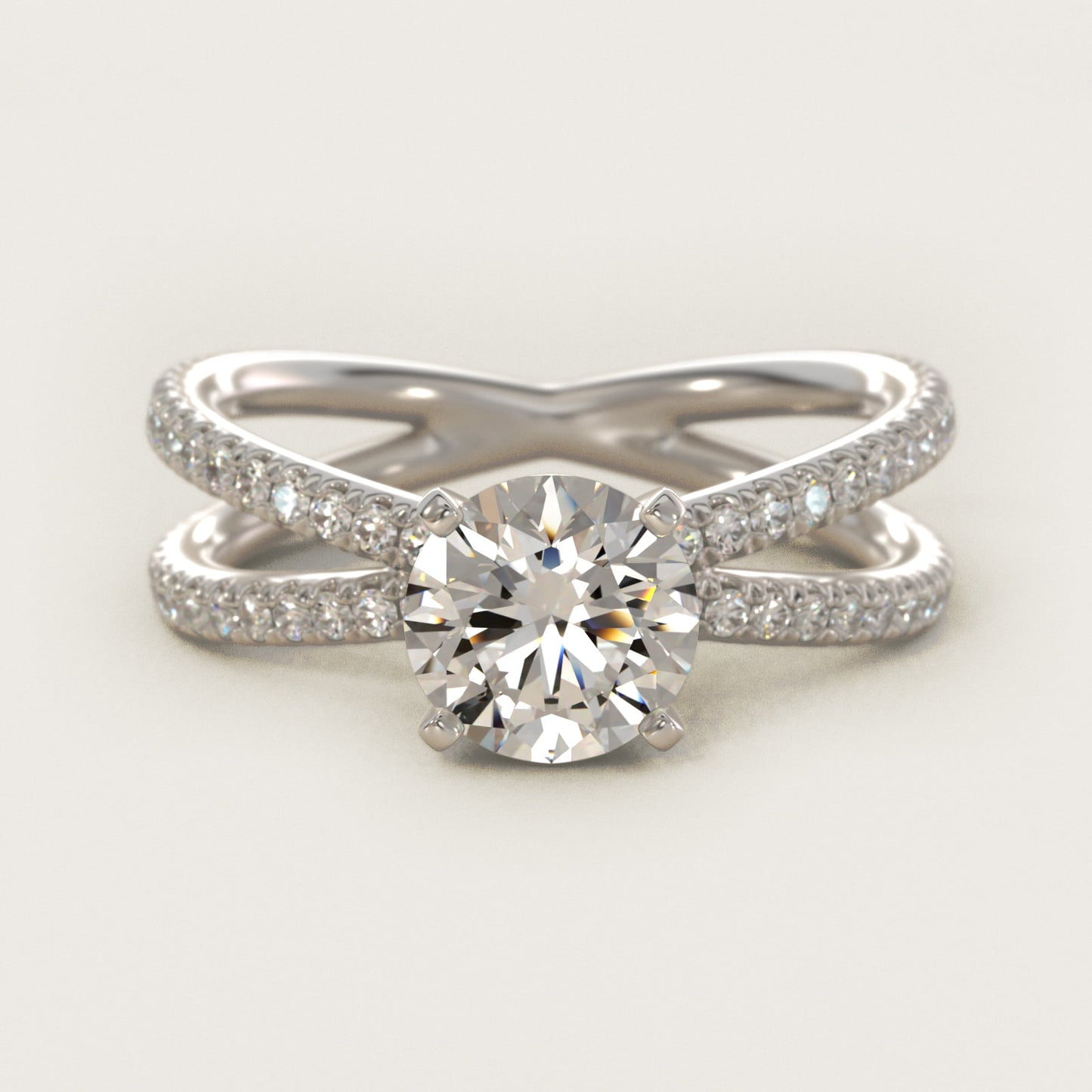 Blue Nile Studio Empress Diamond Engagement Ring in 18k White Gold (1/3 ct. tw.) - Round Center