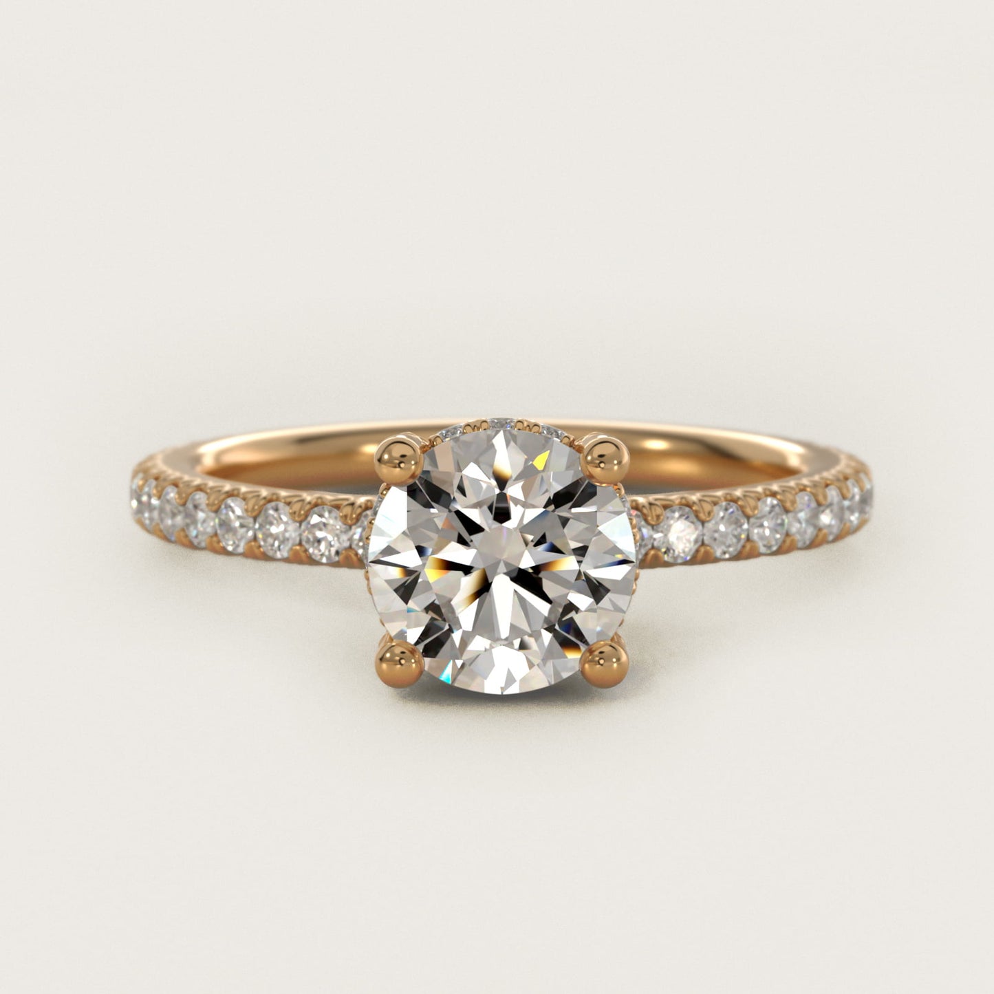 Blue Nile Studio Petite French PavŽ Crown Diamond Engagement Ring in 14K Yellow Gold (1/3 ct. tw.) - Round Center