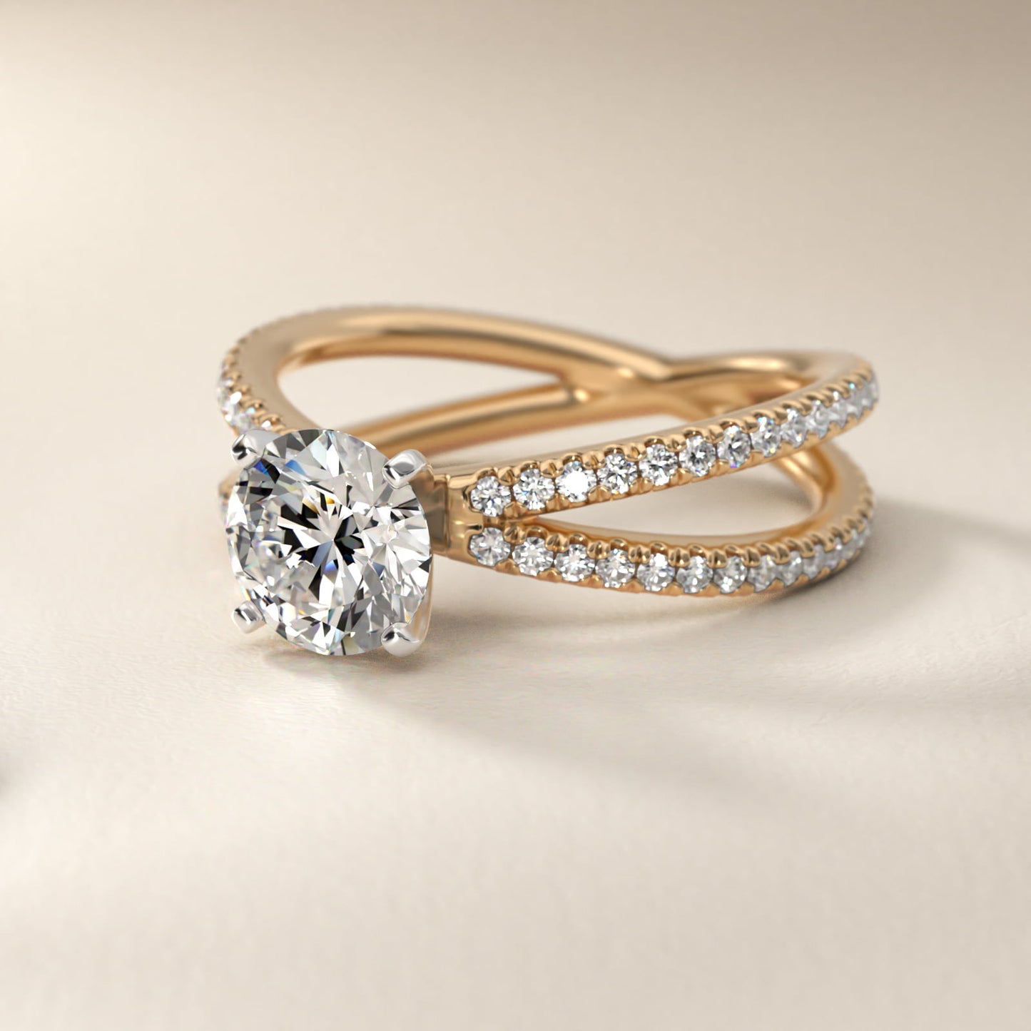 Blue Nile Studio Empress Diamond Engagement Ring in 18k Yellow Gold (1/3 ct. tw.) - Round Center