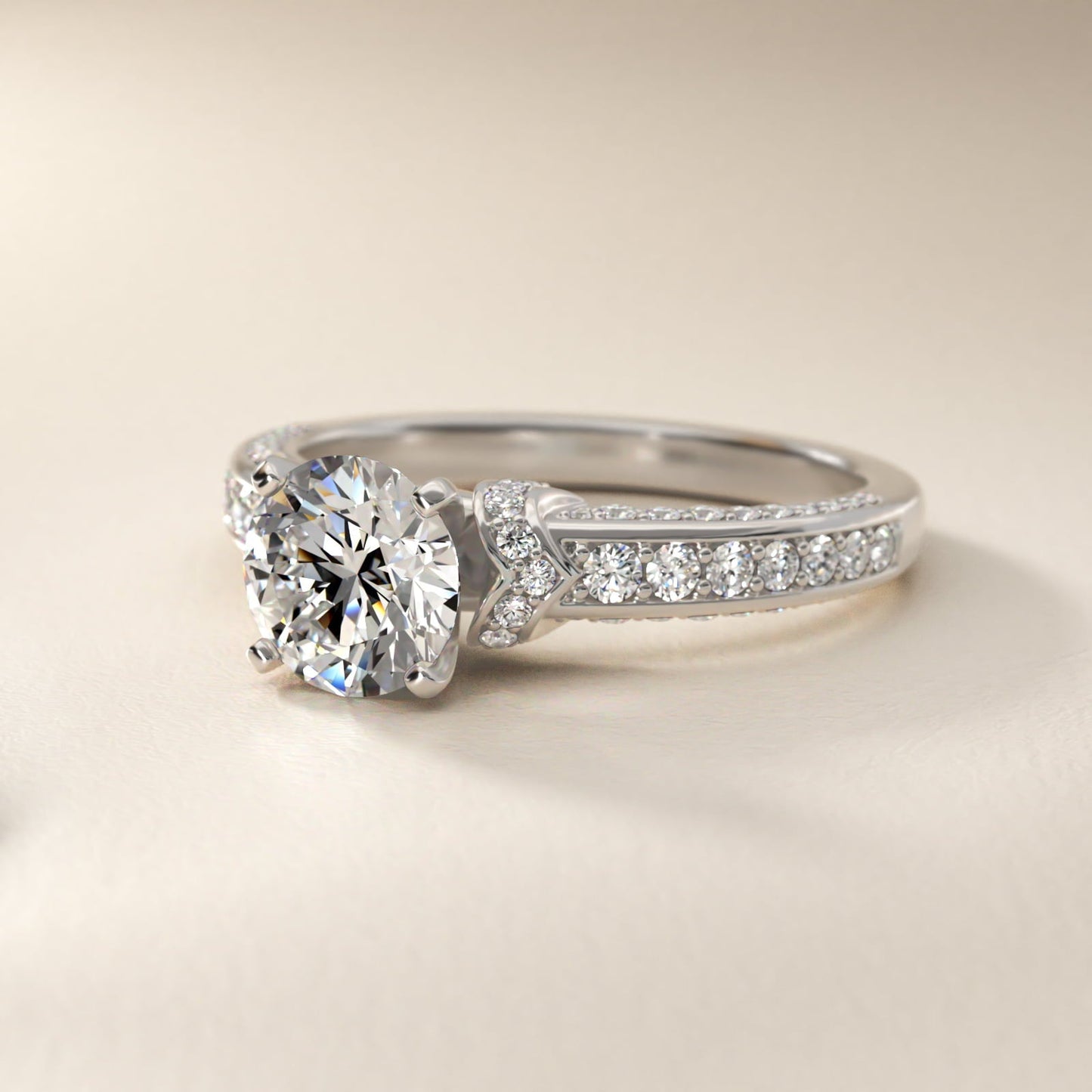 Blue Nile Studio Imperial Micropav? Diamond Engagement Ring in Platinum (3/8 ct. tw.) - Round Center