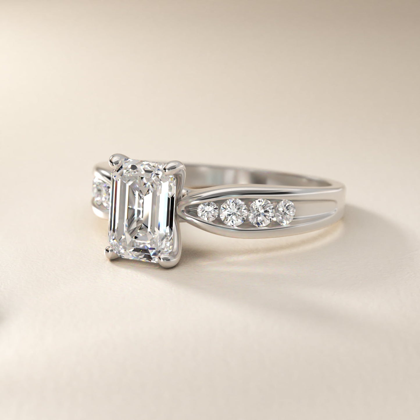 Bow-Tie Engagement Ring With Channel Set Round Diamonds In 18k White Gold By James Allen - Emerald Center