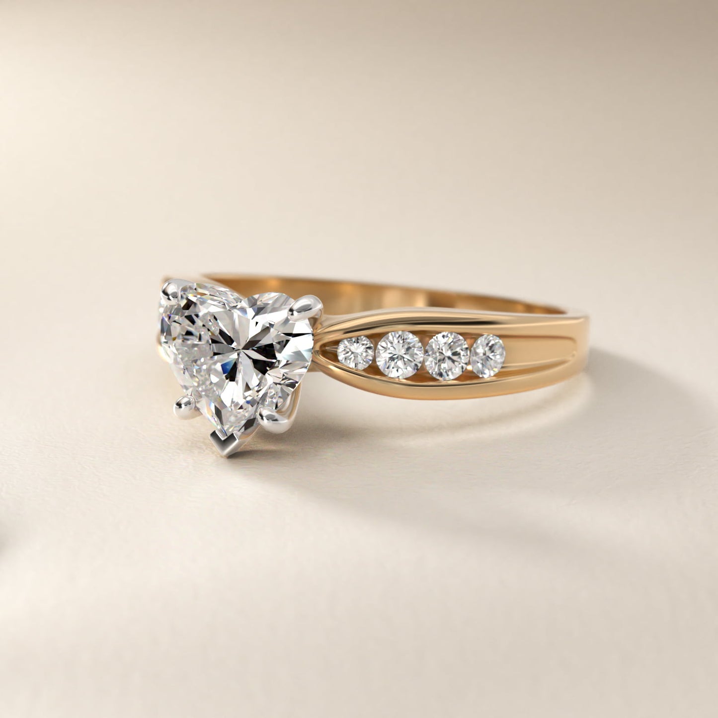 Bow-Tie Engagement Ring With Channel Set Round Diamonds In 14K Yellow Gold By James Allen - Heart Center