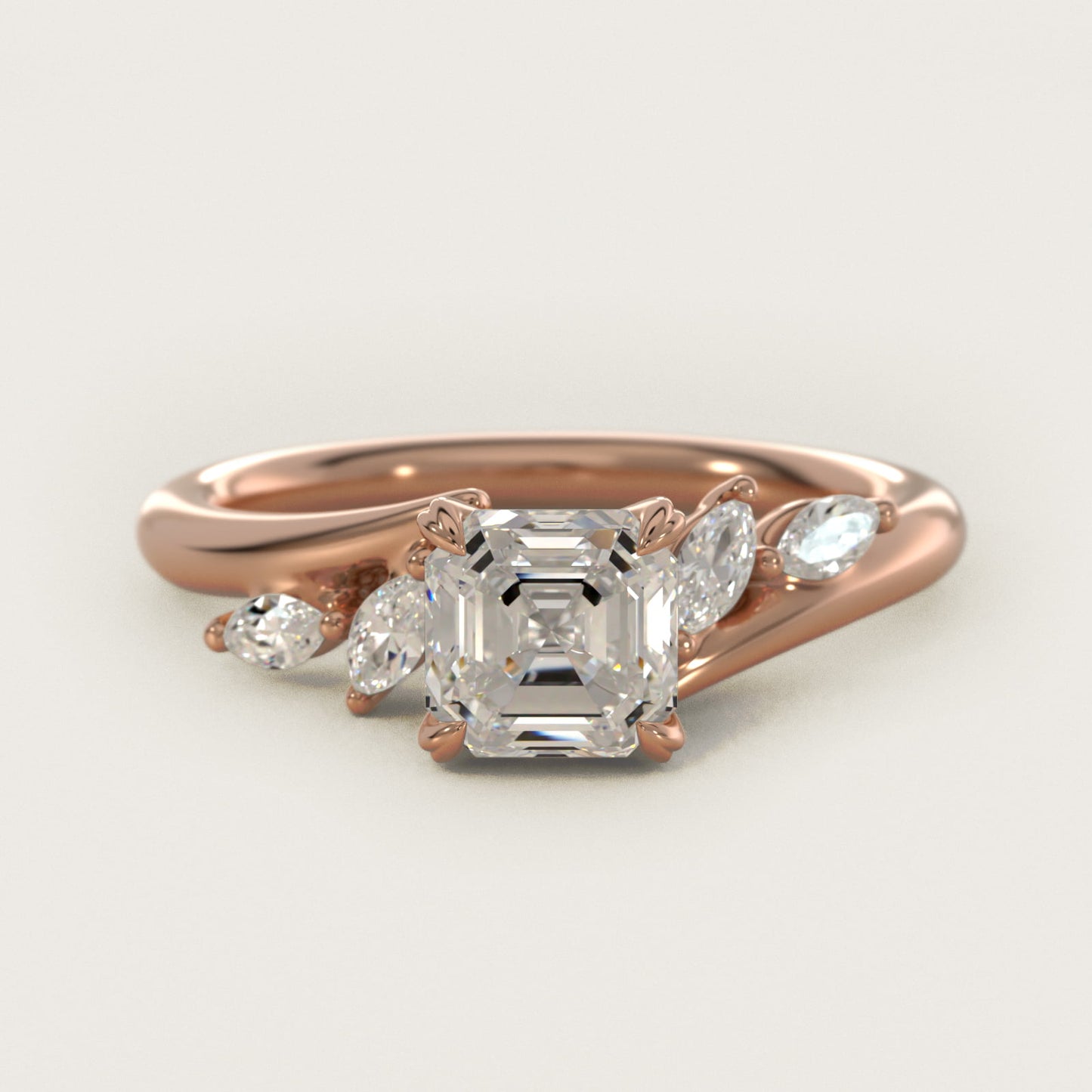 Bypass Marquise Array Side Stone Diamond Engagement Ring In 14K Rose Gold By James Allen - Asscher Center