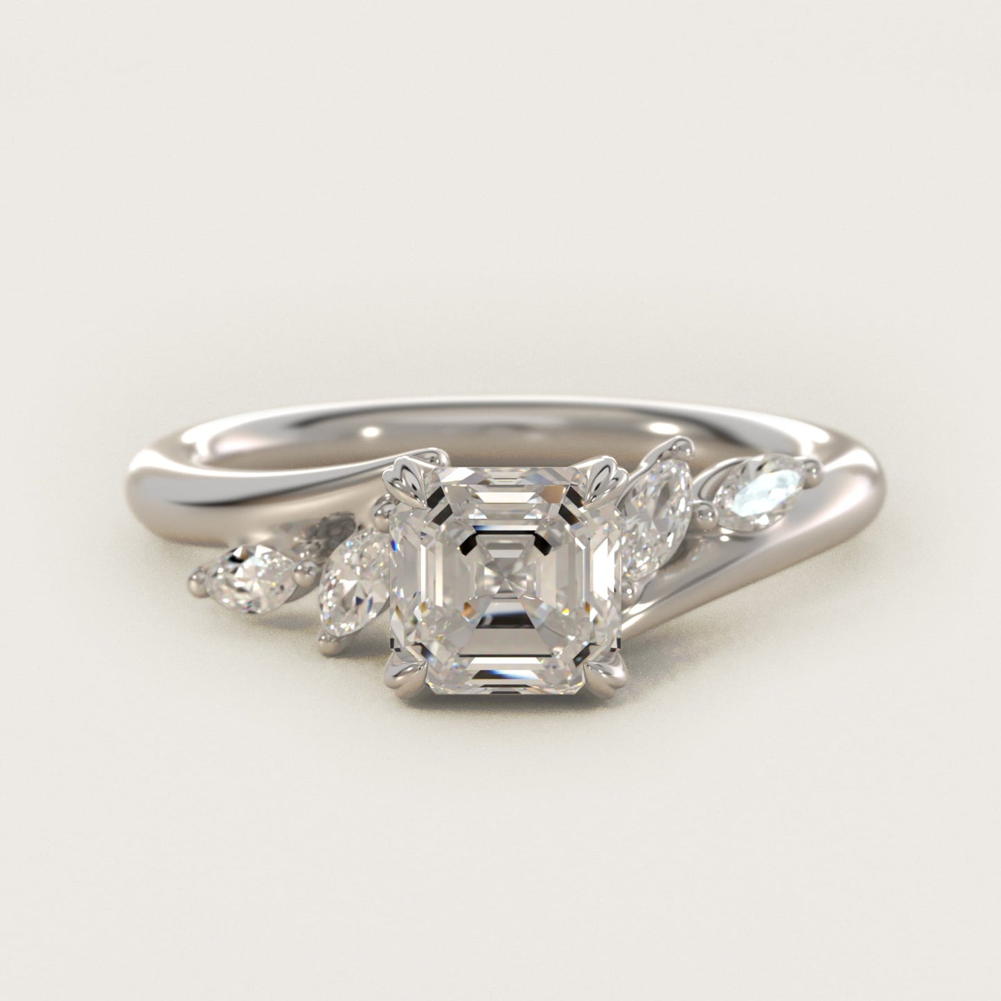 Bypass Marquise Array Side Stone Diamond Engagement Ring In Platinum By James Allen - Asscher Center