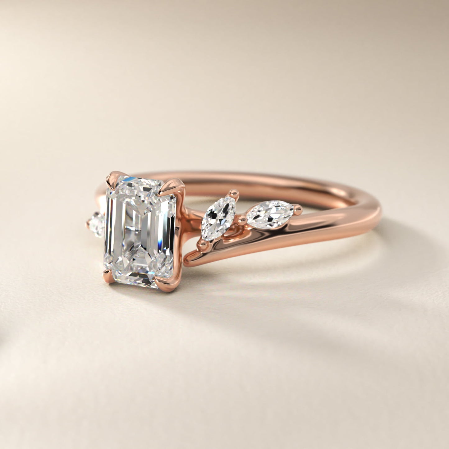 Bypass Marquise Array Side Stone Diamond Engagement Ring In 14K Rose Gold By James Allen - Emerald Center