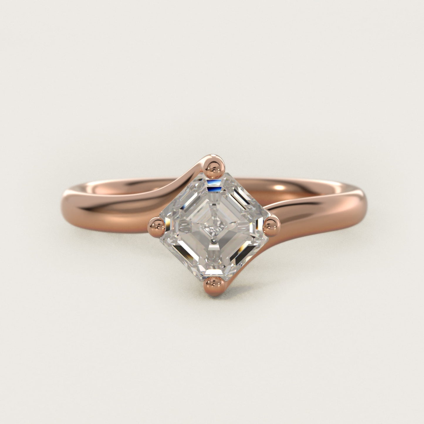 Bypass Solitaire Engagement Ring in 18k Rose Gold By Zac Zac Posen - Asscher Center