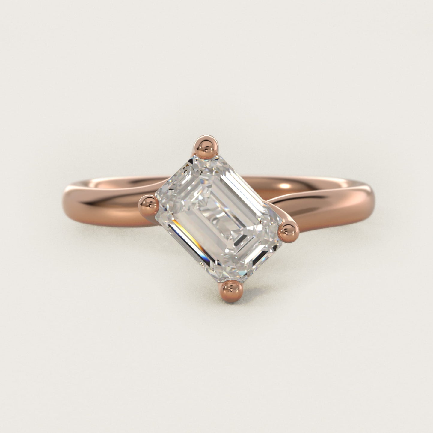 Bypass Solitaire Engagement Ring in 18k Rose Gold By Zac Zac Posen - Emerald Center