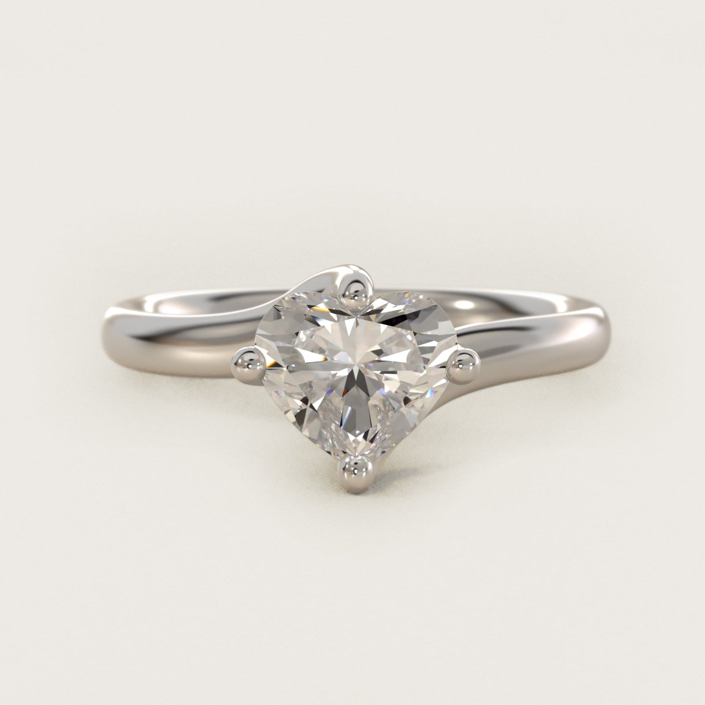Bypass Solitaire Engagement Ring in 14k White Gold By Zac Zac Posen - Heart Center