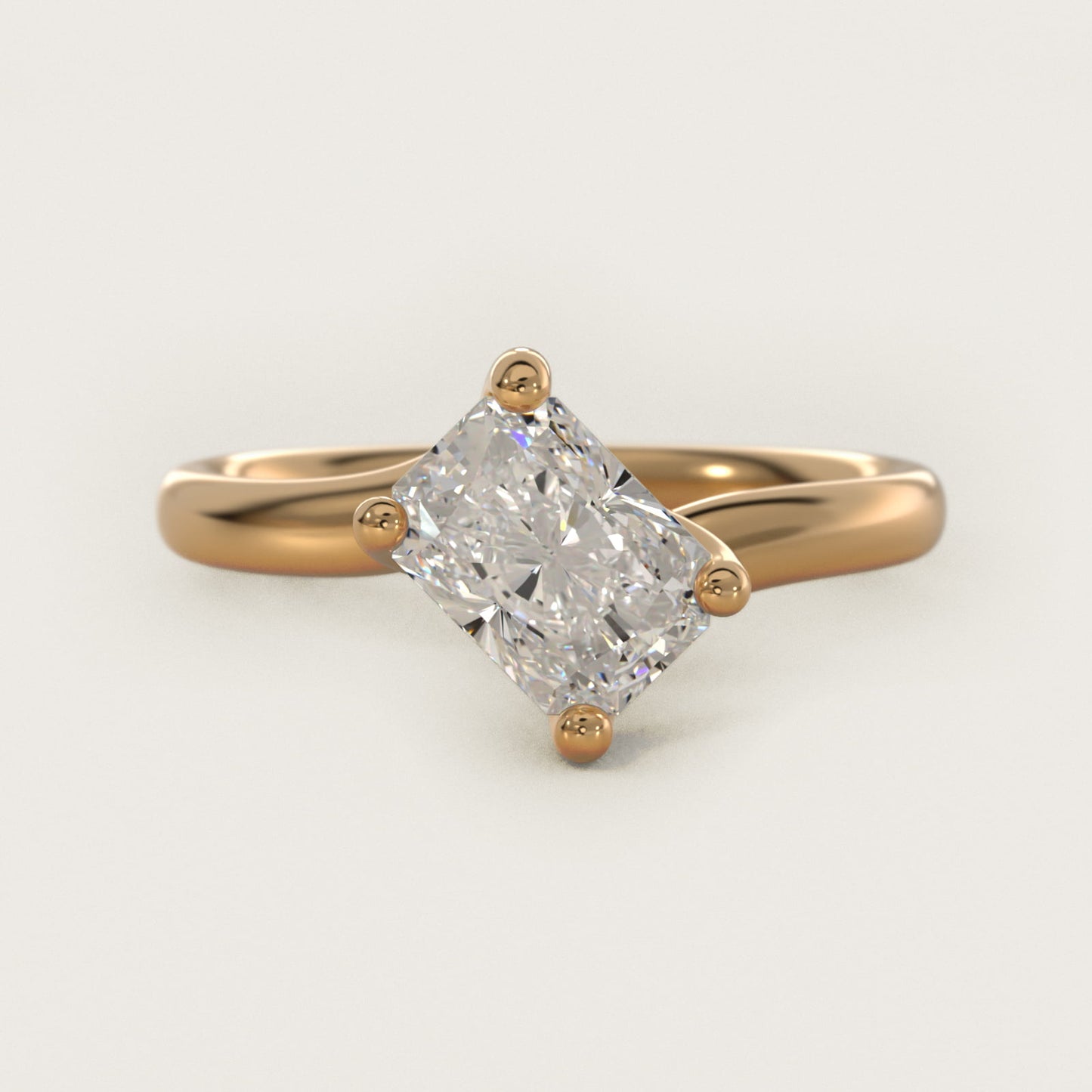 Bypass Solitaire Engagement Ring in 14K Yellow Gold By Zac Zac Posen - Radiant Center