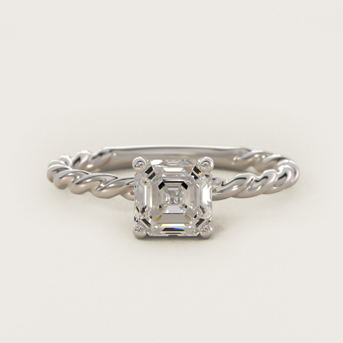 Cable Solitaire Engagement Ring In 18k White Gold By James Allen - Asscher Center