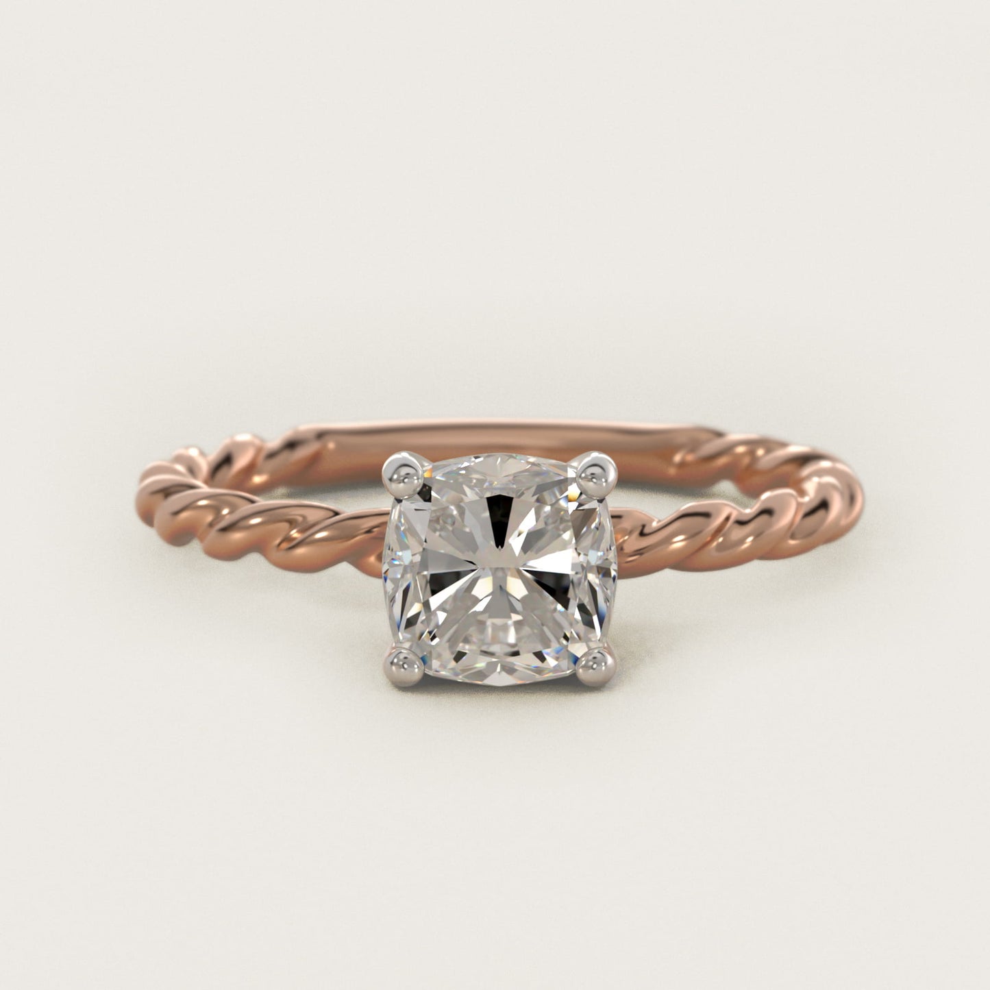 Cable Solitaire Engagement Ring In 18k Rose Gold By James Allen - Cushion Center