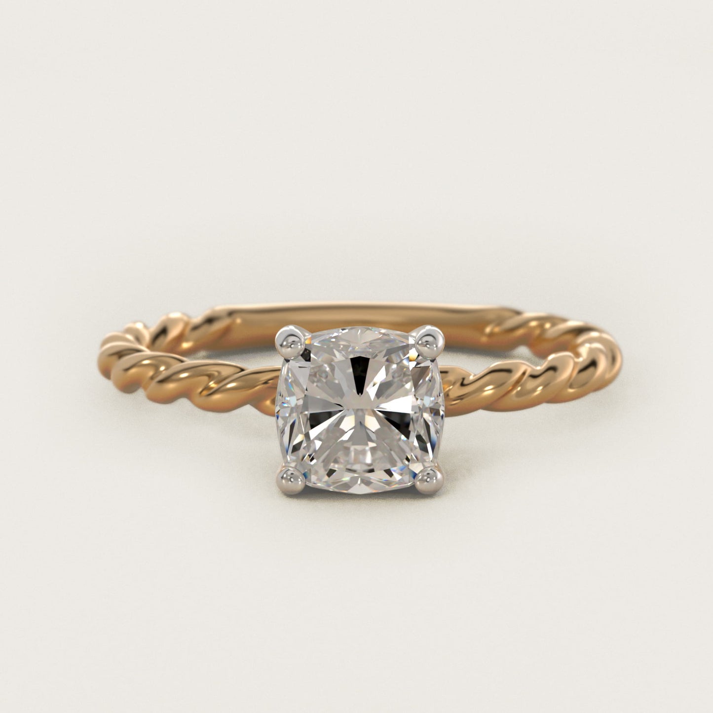 Cable Solitaire Engagement Ring In 18k Yellow Gold By James Allen - Cushion Center