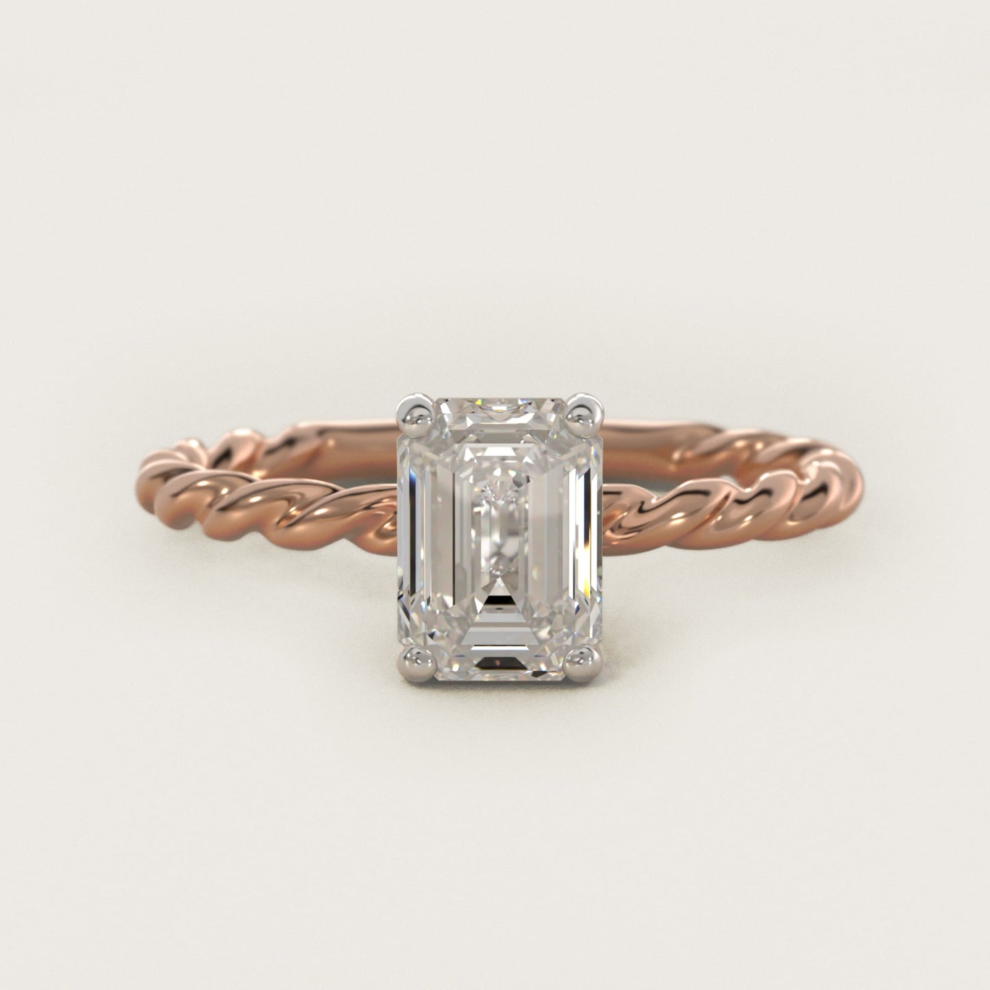 Cable Solitaire Engagement Ring In 14K Rose Gold By James Allen - Emerald Center
