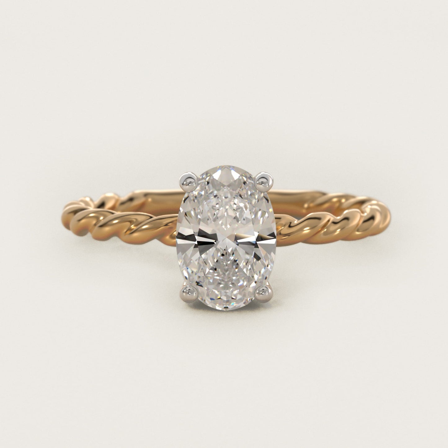Cable Solitaire Engagement Ring In 14K Yellow Gold By James Allen - Oval Center