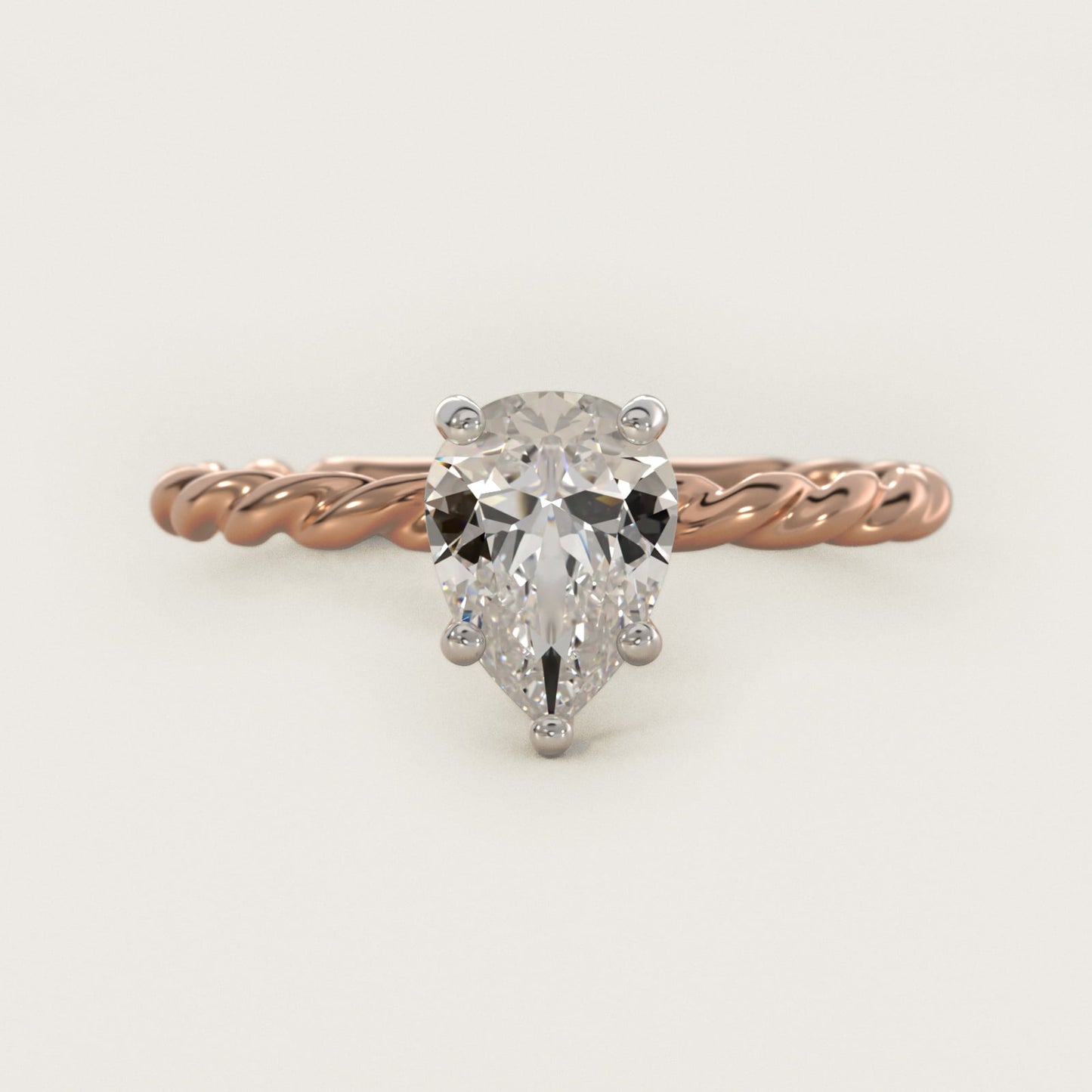 Cable Solitaire Engagement Ring In 14K Rose Gold By James Allen - Pear Center