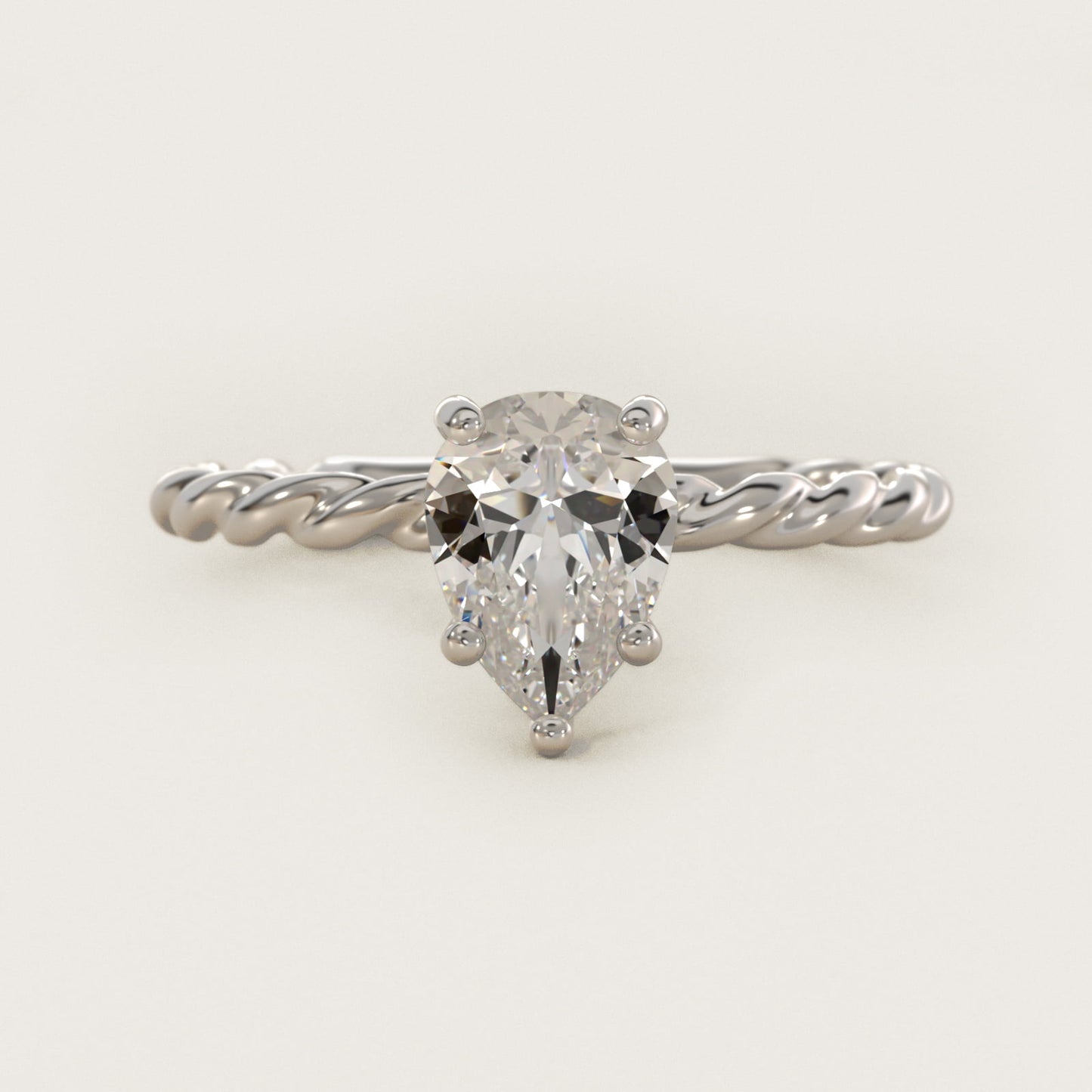 Cable Solitaire Engagement Ring In 18k White Gold By James Allen - Pear Center