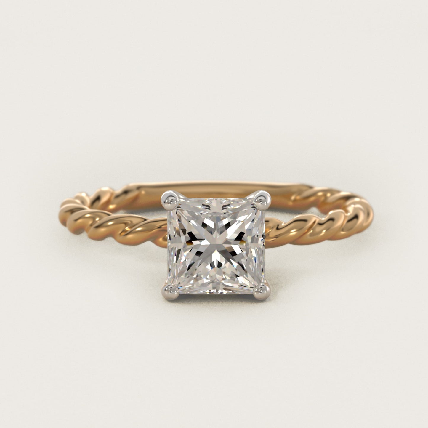 Cable Solitaire Engagement Ring In 18k Yellow Gold By James Allen - Princess Center