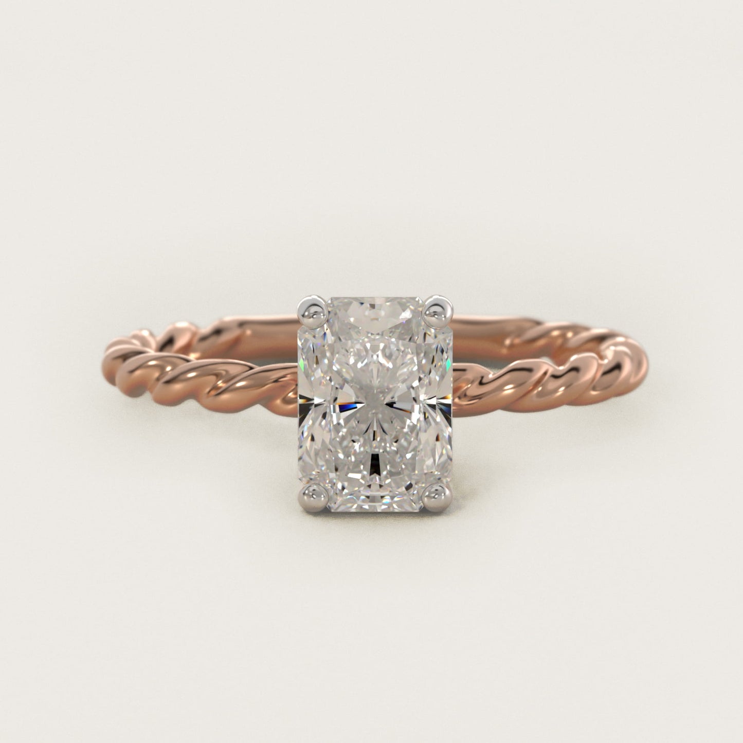 Cable Solitaire Engagement Ring In 18k Rose Gold By James Allen - Radiant Center