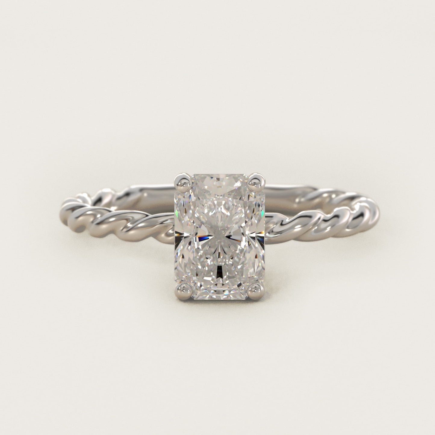Cable Solitaire Engagement Ring In 18k White Gold By James Allen - Radiant Center