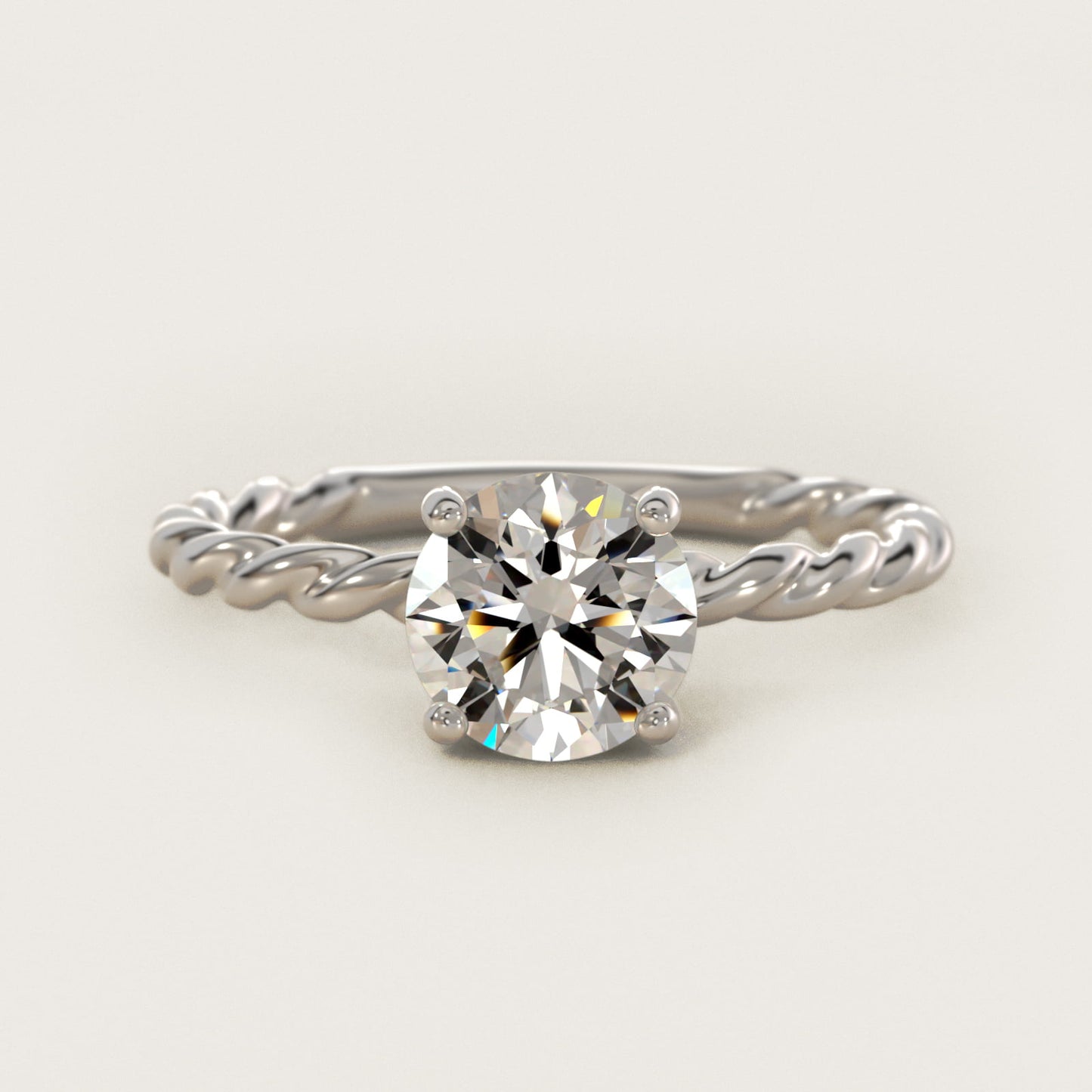 Cable Solitaire Engagement Ring In 14K White Gold By James Allen - Round Center