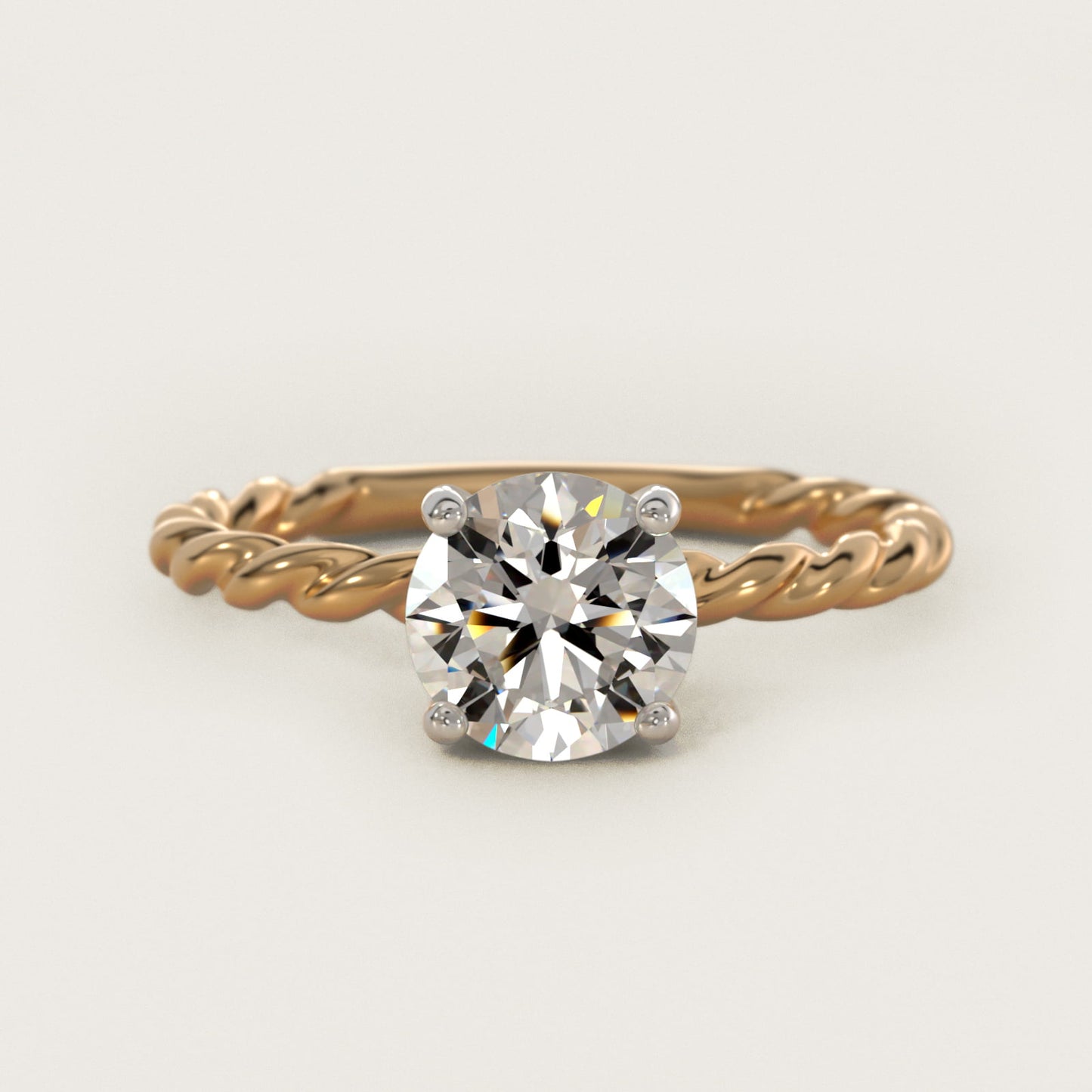 Cable Solitaire Engagement Ring In 14K Yellow Gold By James Allen - Round Center