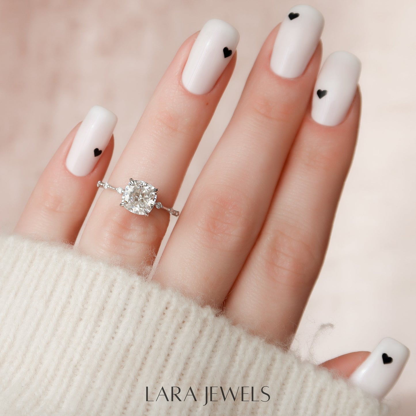 1.0 - 3.0 CT Cushion Cut Lab Grown Diamond Dainty Engagement Ring
