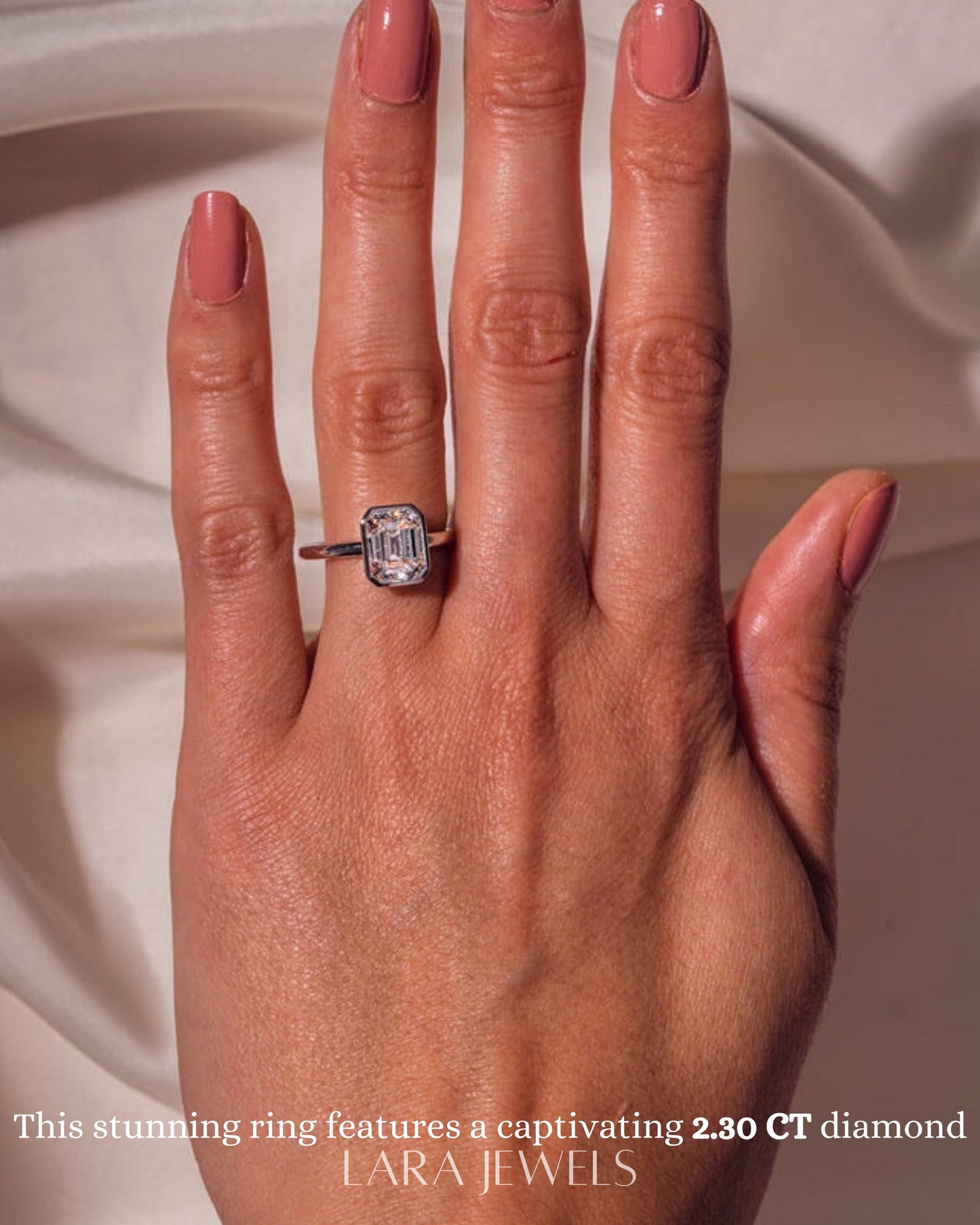 1.0-2.30 CT Emerald Lab Grown Diamond Bezel Solitaire Engagement Ring