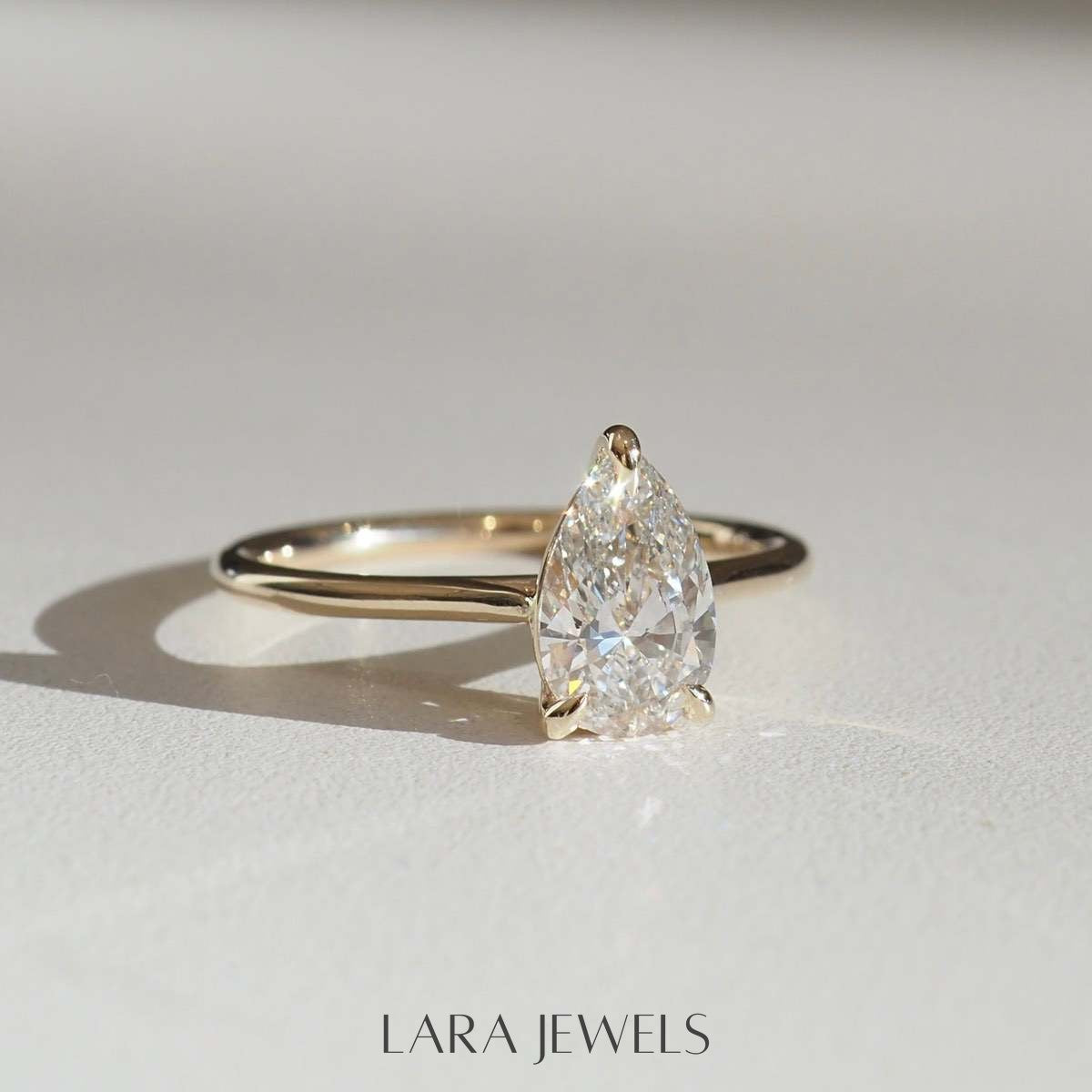 1.5 - 3.0 CT Pear Lab Grown Diamond Solitaire Engagement Ring
