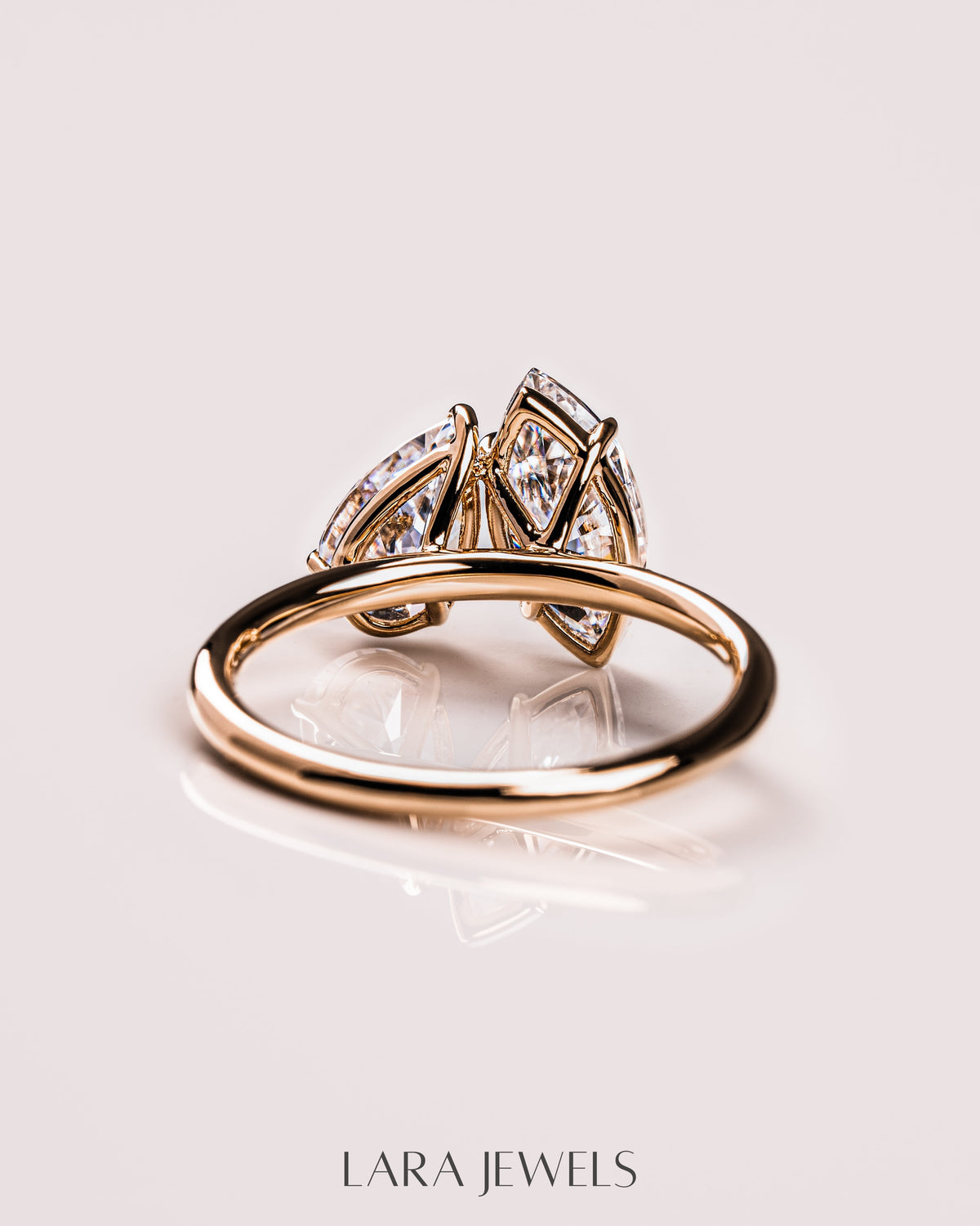 2.54 TCW Marquise & Pear E/VS2 Lab Grown Diamond Two Stone Engagement Ring