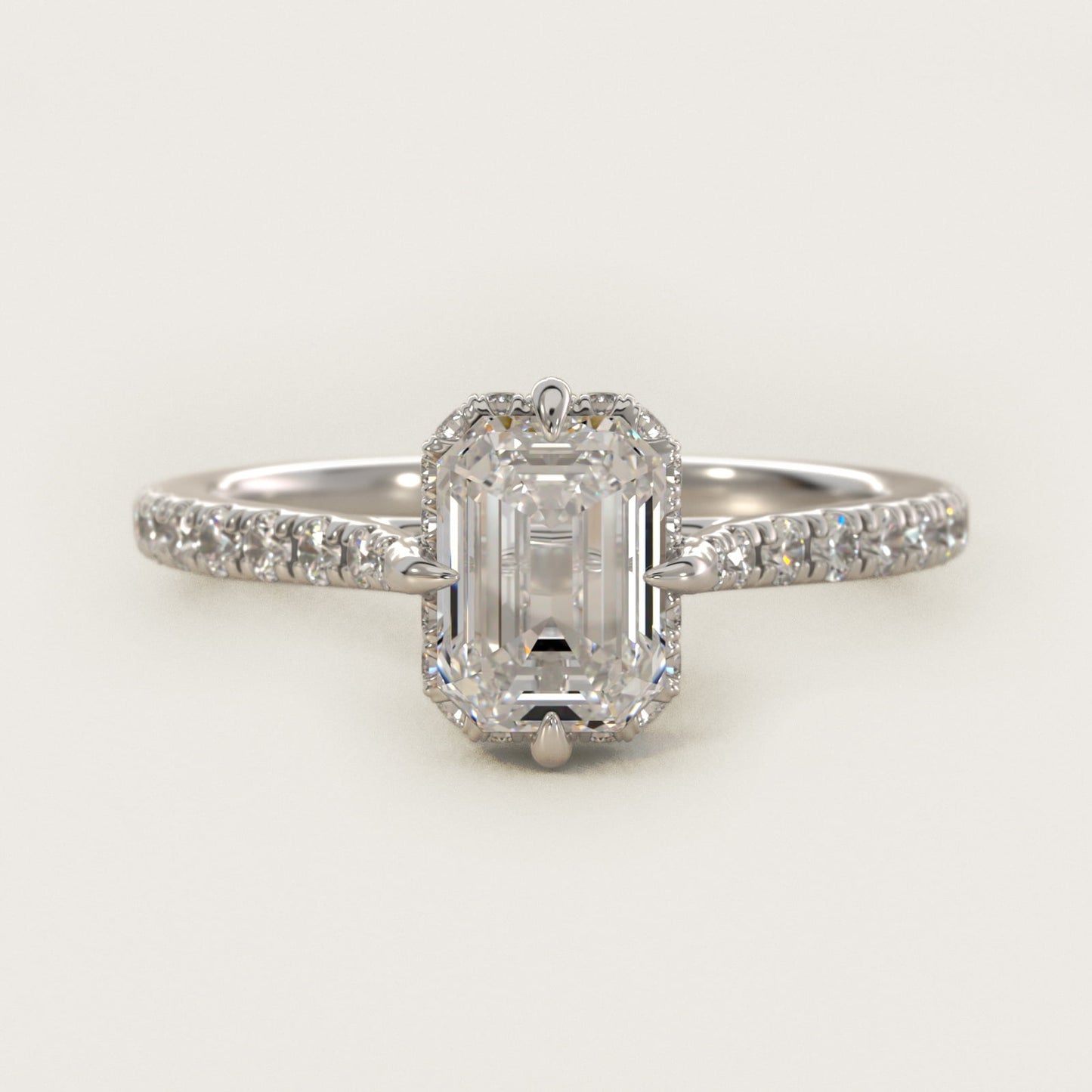 Cathedral PavŽ Crown Diamond Engagement Ring In 18k White Gold By James Allen - Emerald Center