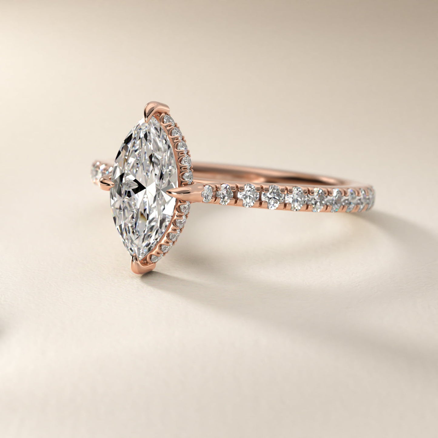 Cathedral PavŽ Crown Diamond Engagement Ring In 14K Rose Gold By James Allen - Marquise Center