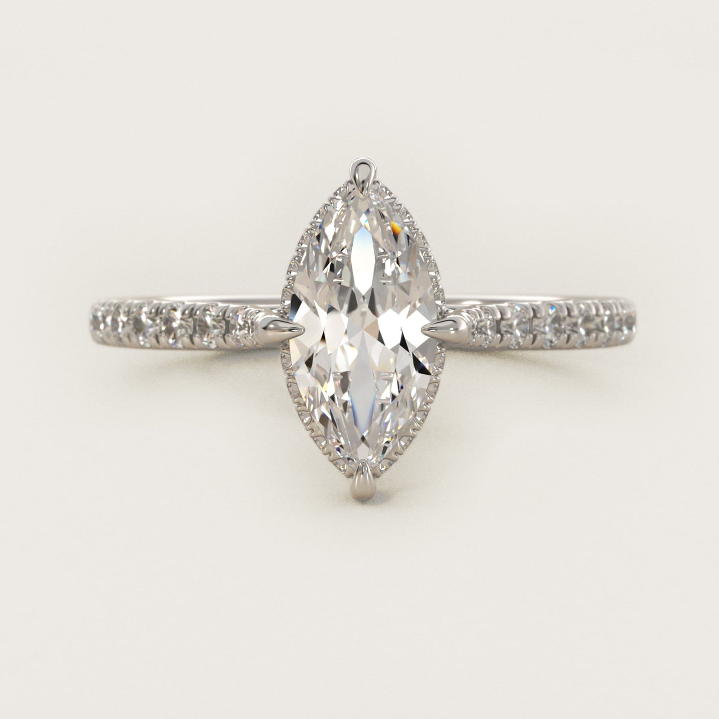 Cathedral PavŽ Crown Diamond Engagement Ring In 18k White Gold By James Allen - Marquise Center