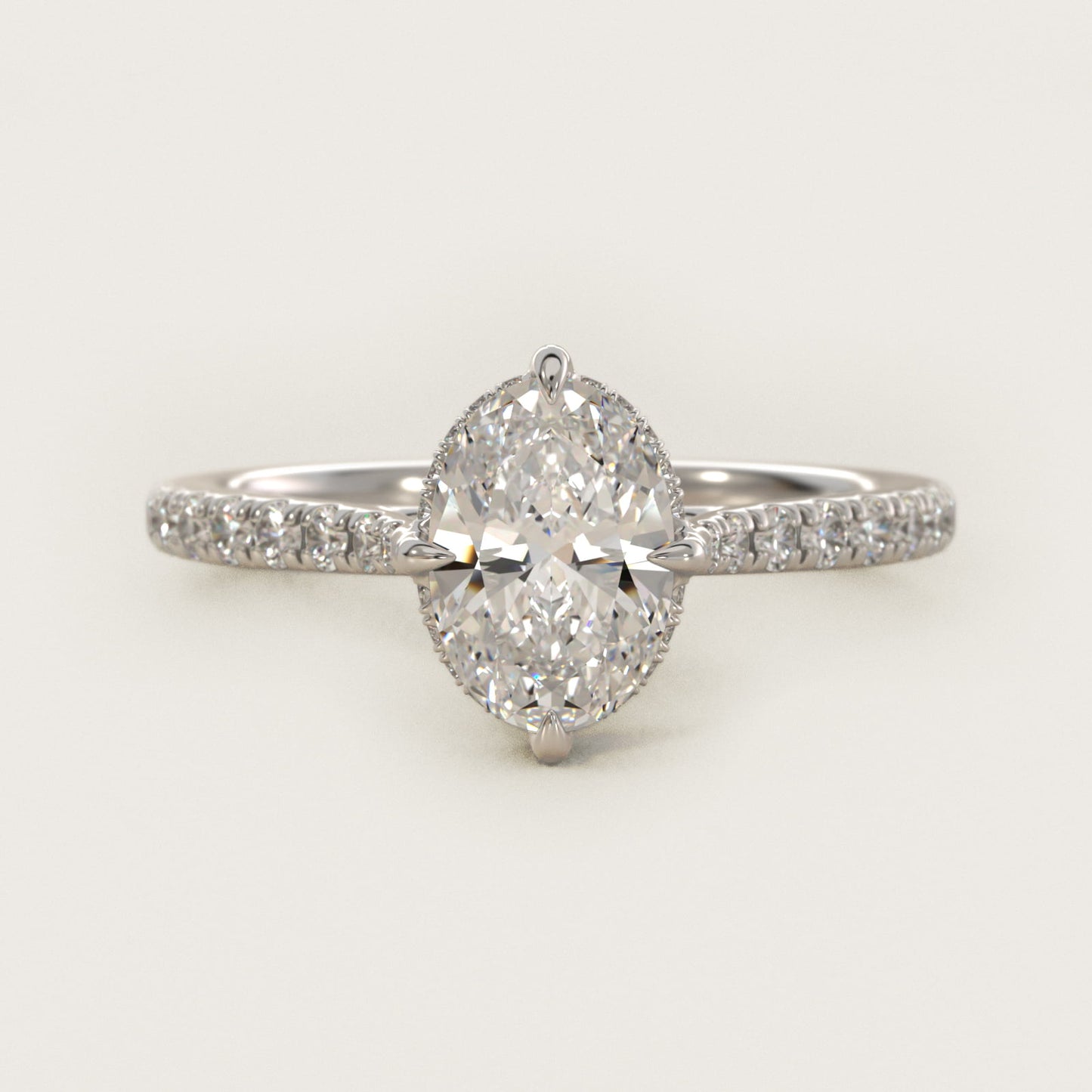 Cathedral PavŽ Crown Diamond Engagement Ring In Platinum By James Allen - Oval Center