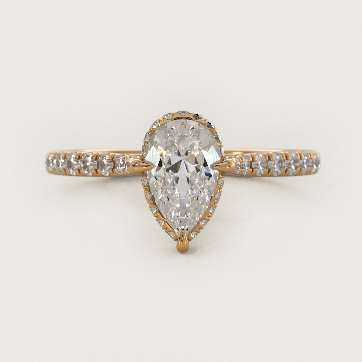 Cathedral PavŽ Crown Diamond Engagement Ring In 18k Yellow Gold By James Allen - Pear Center