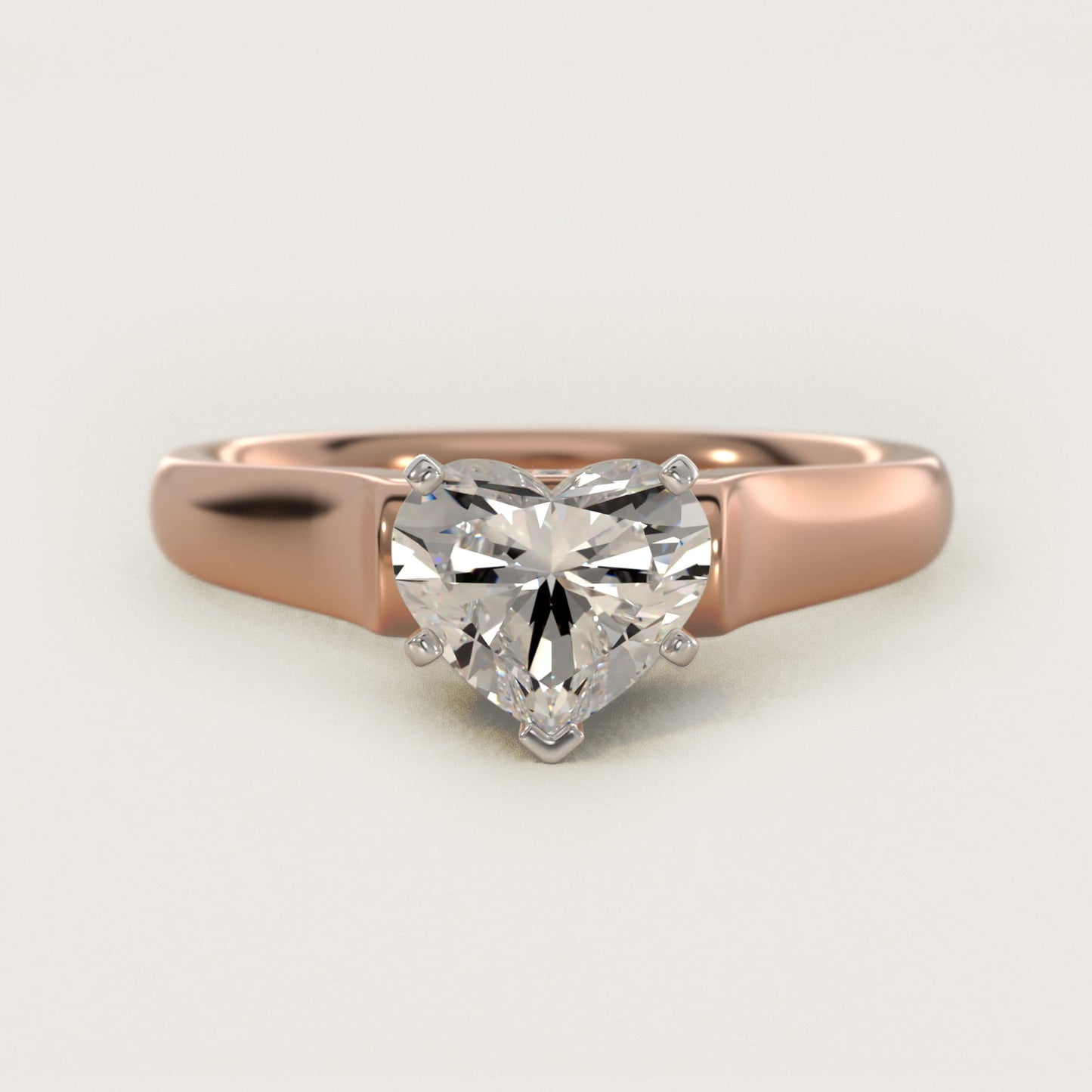 Cathedral Solitaire Plus Diamond Engagement Ring in 14k Rose Gold By Zac Zac Posen - Heart Center